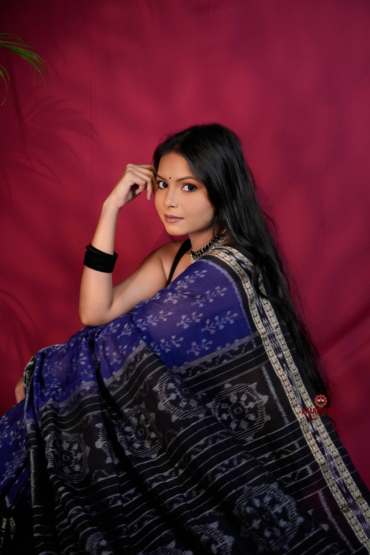 Blue & Black Colour Body Design Cotton Saree For Women