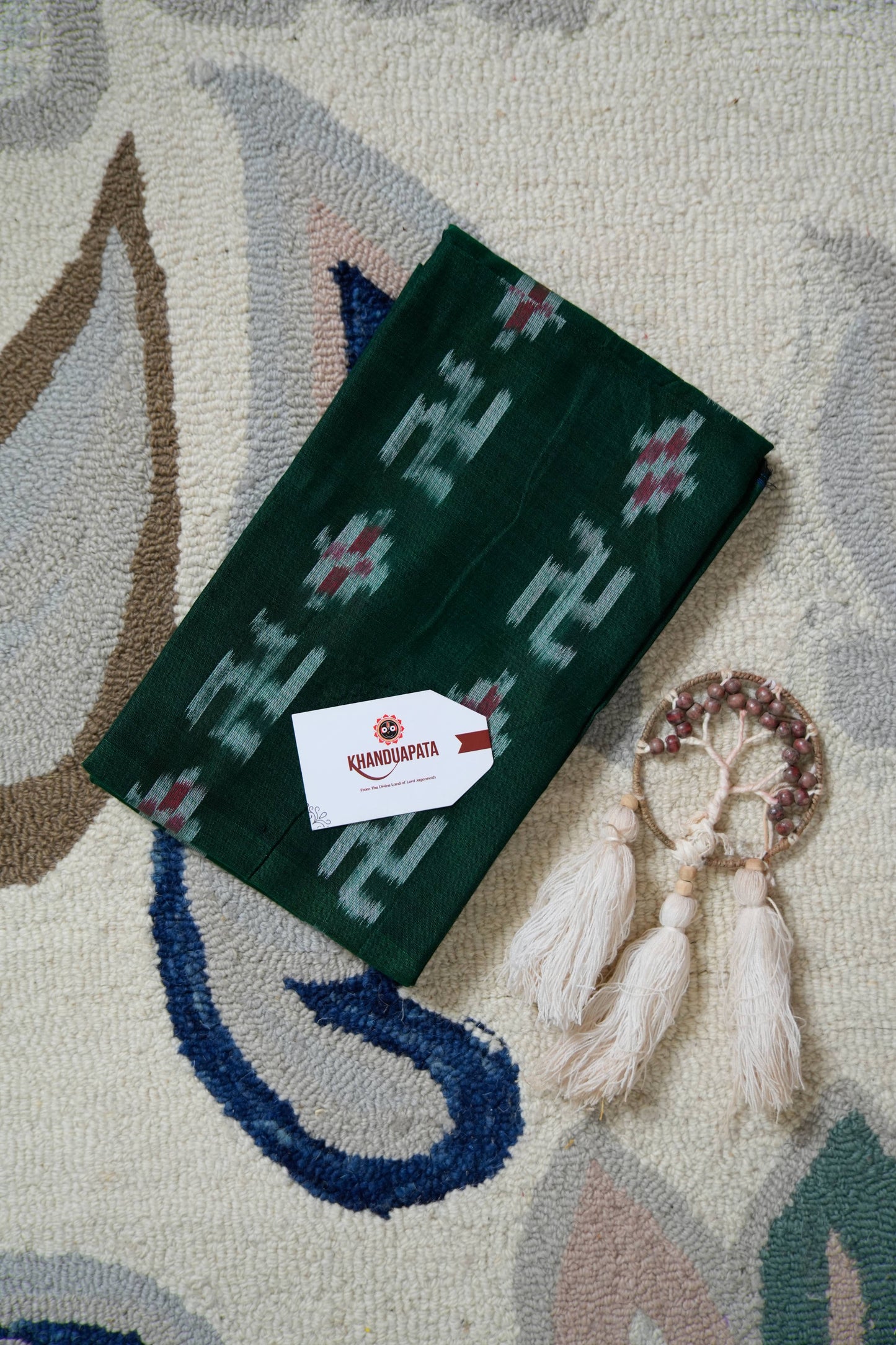 Green & Grey Pasapali Swastik Unstitched Cotton Suit For Women