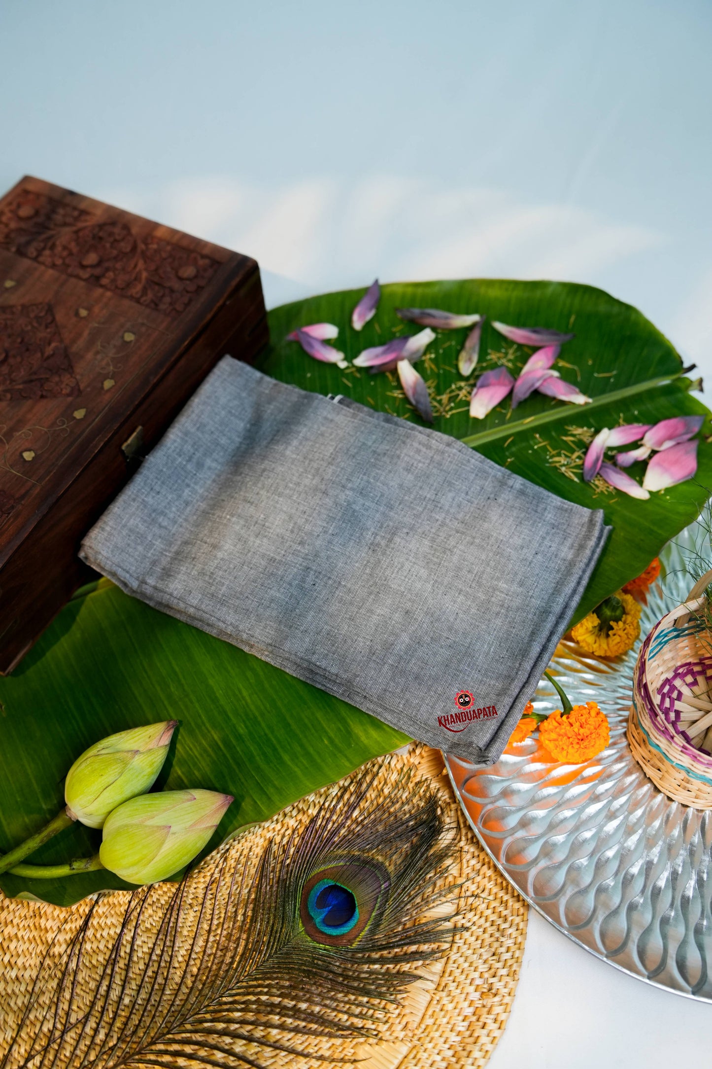 Green & Grey Small Flower Design Unstitched Cotton Suit For Women