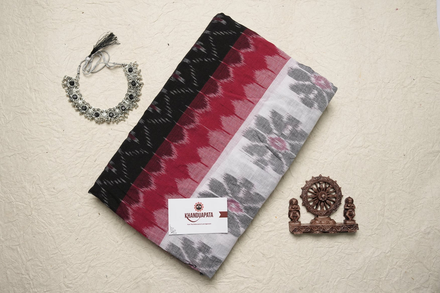 Black Flower Design Cotton Saree For Women