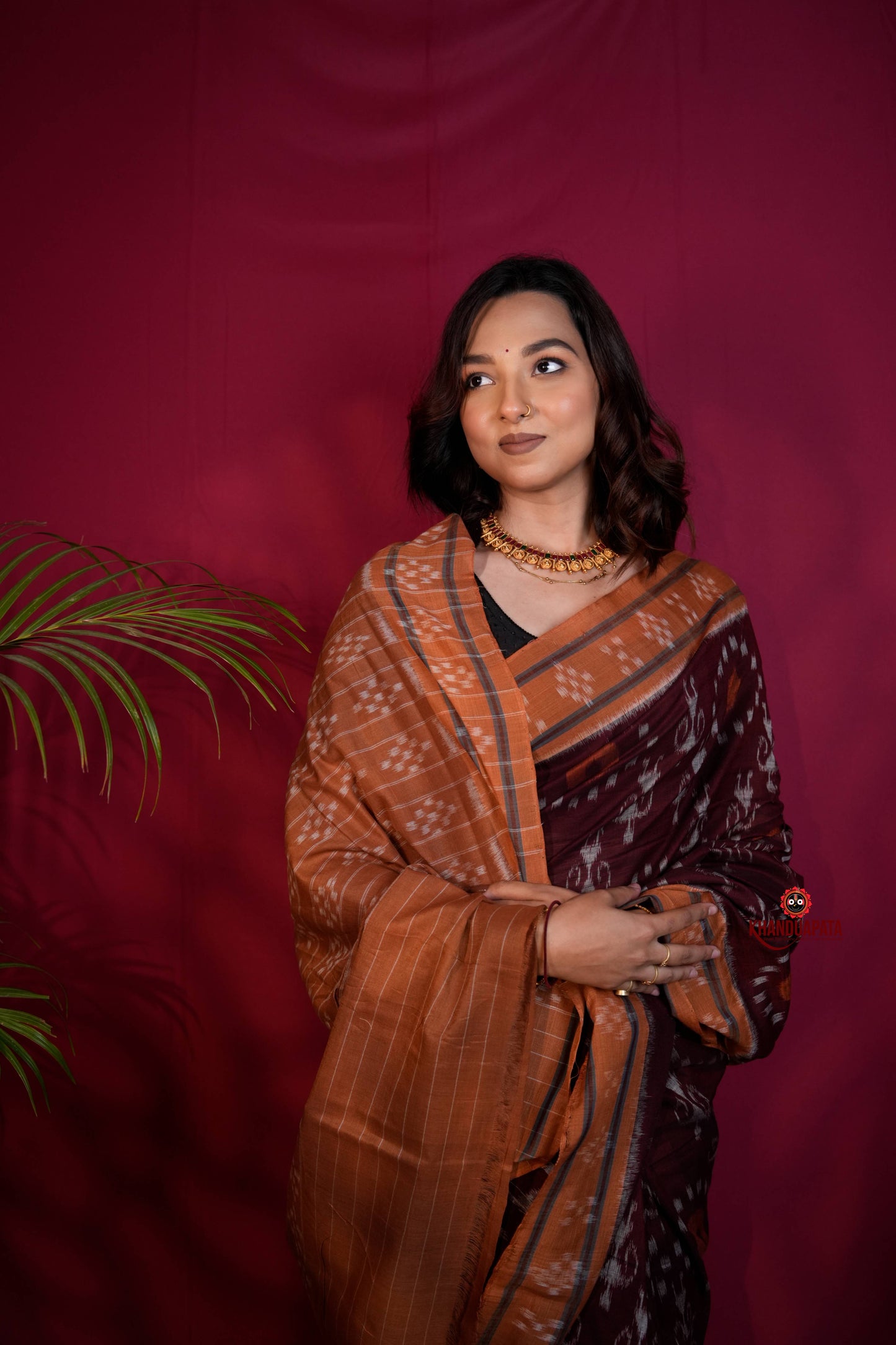 Maroon & Orange Colour Pasapali Border Body Design Cotton Saree For Women