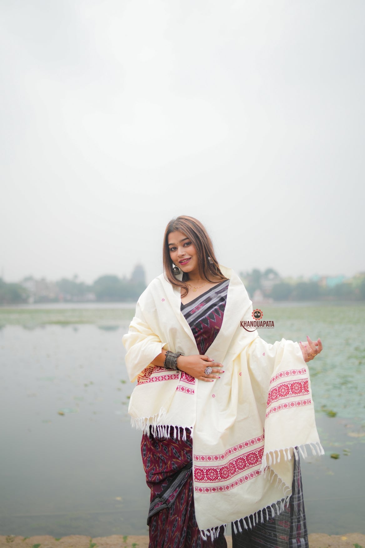 Deep Red Design Heritage Shawl For Winter For Women