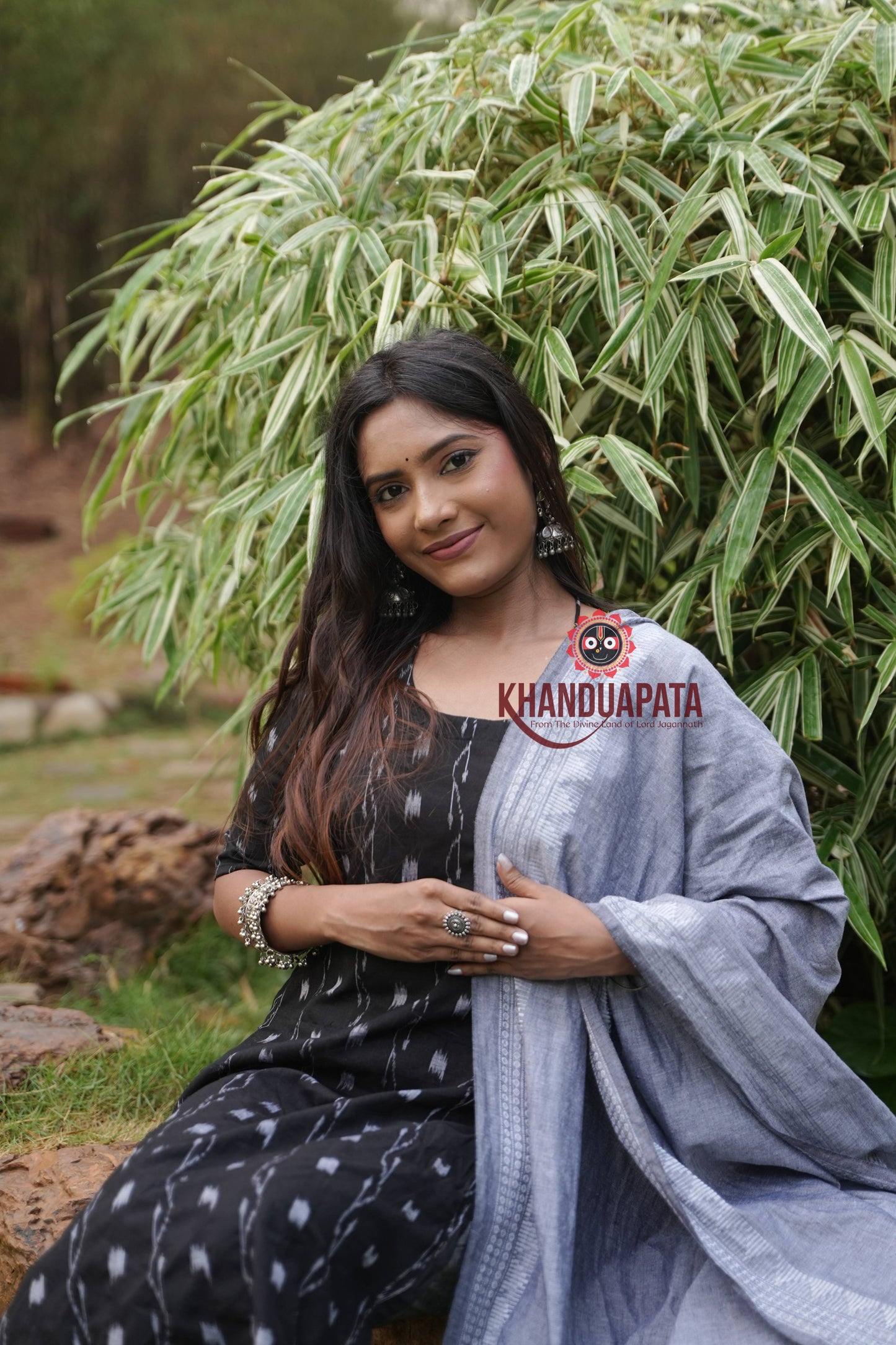 Black & Ash Grey Colour Body Design Unstitched Cotton Suit For Women