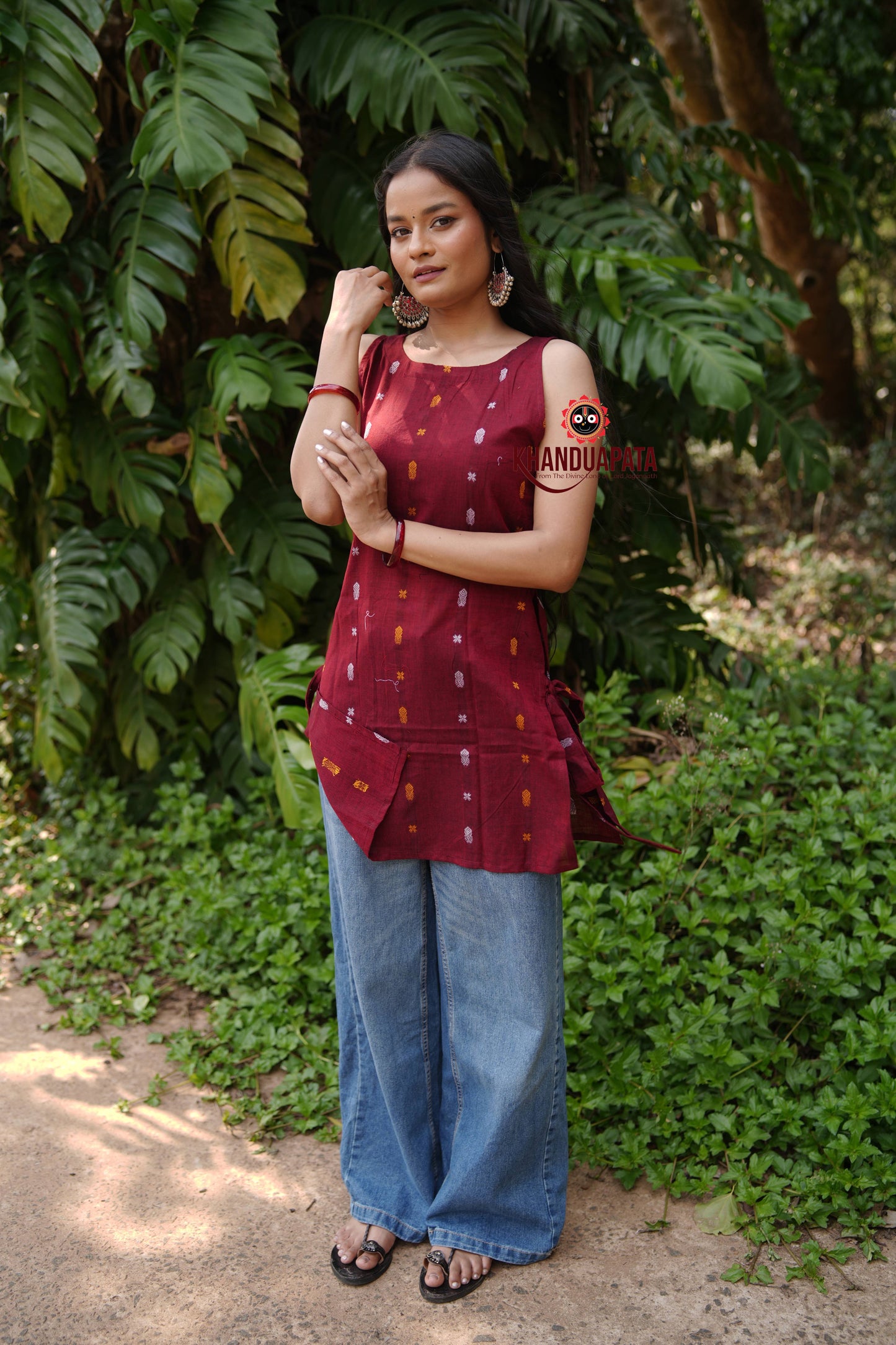 Maroon Design Unsitched Cotton Kurti For Women