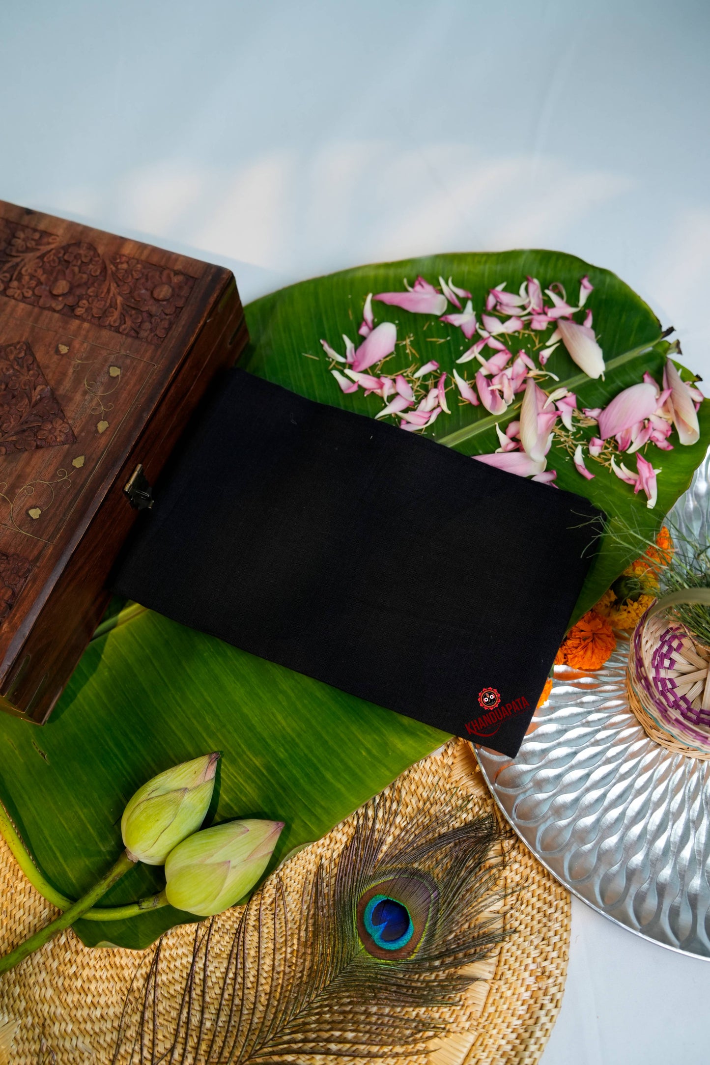 Black & Green Embroidery Tribal Design Unstitched Cotton Suit For Women