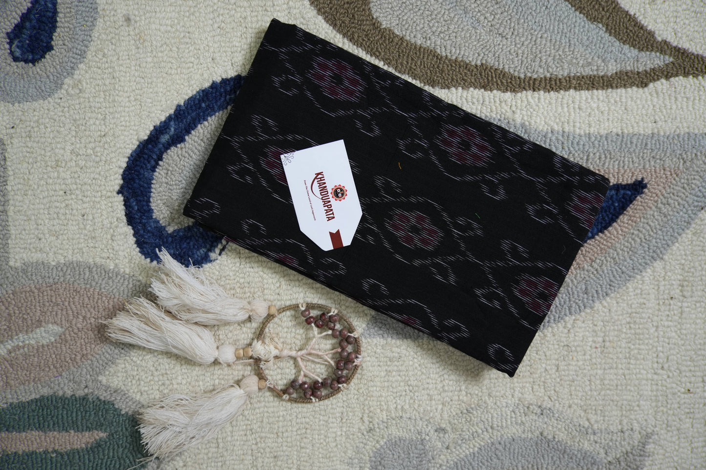 Black & Blue Box Design Unstitched Cotton Suit For Women