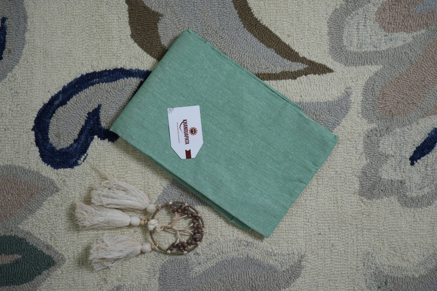 Green & Blue Pasapali Design Unstitched Cotton Suit For Women