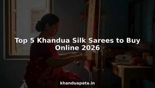 Artisan weaving Khandua silk saree on handloom