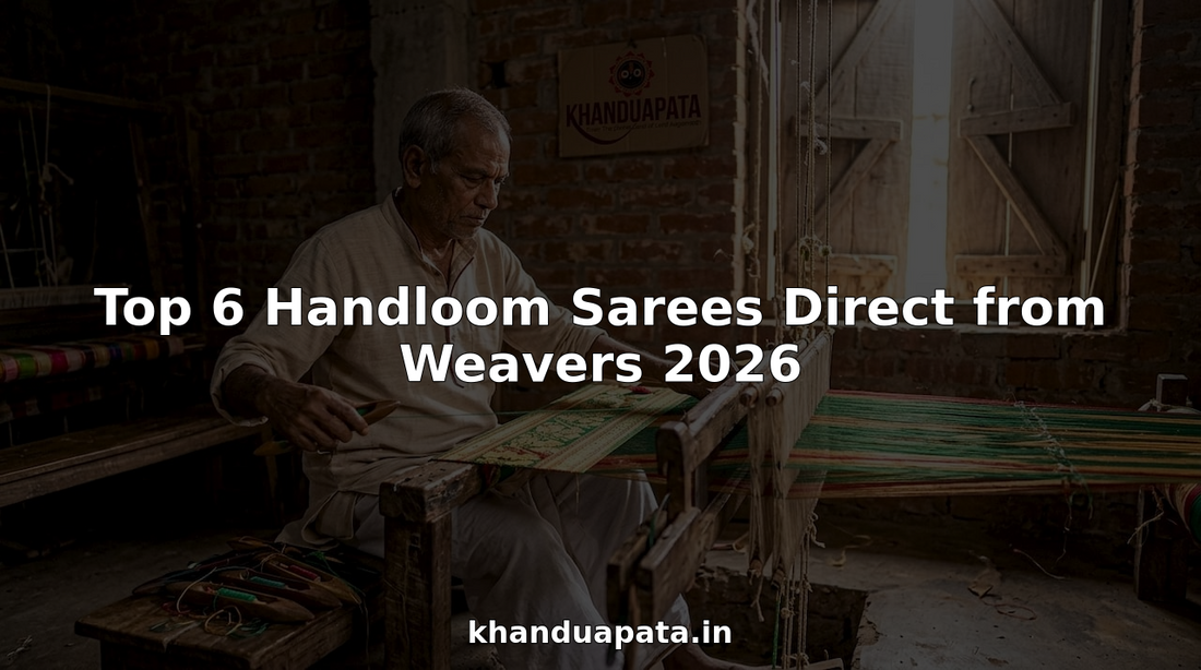 Indian weaver creating a saree on handloom