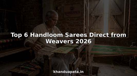 Indian weaver creating a saree on handloom