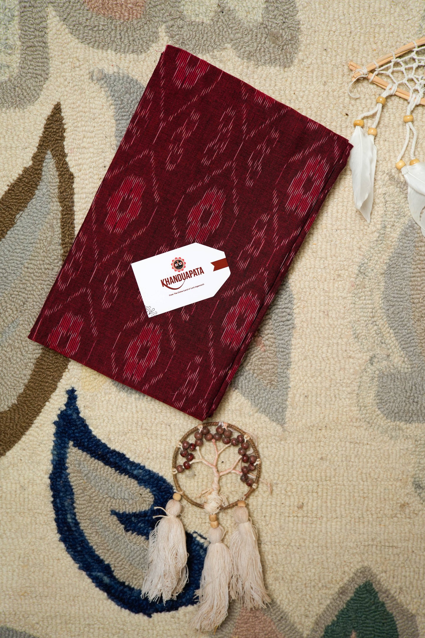 Maroon & Grey Box Design Unstitched Cotton Suit For Women