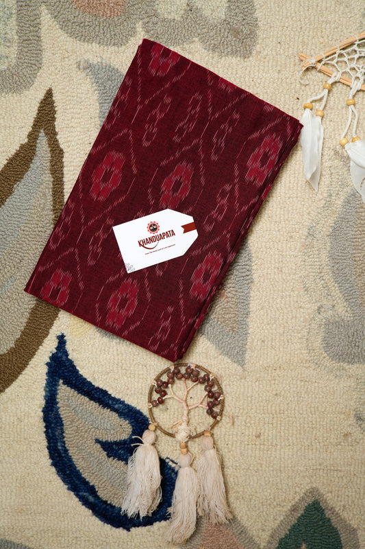 Maroon & Grey Box Design Unstitched Cotton Suit For Women