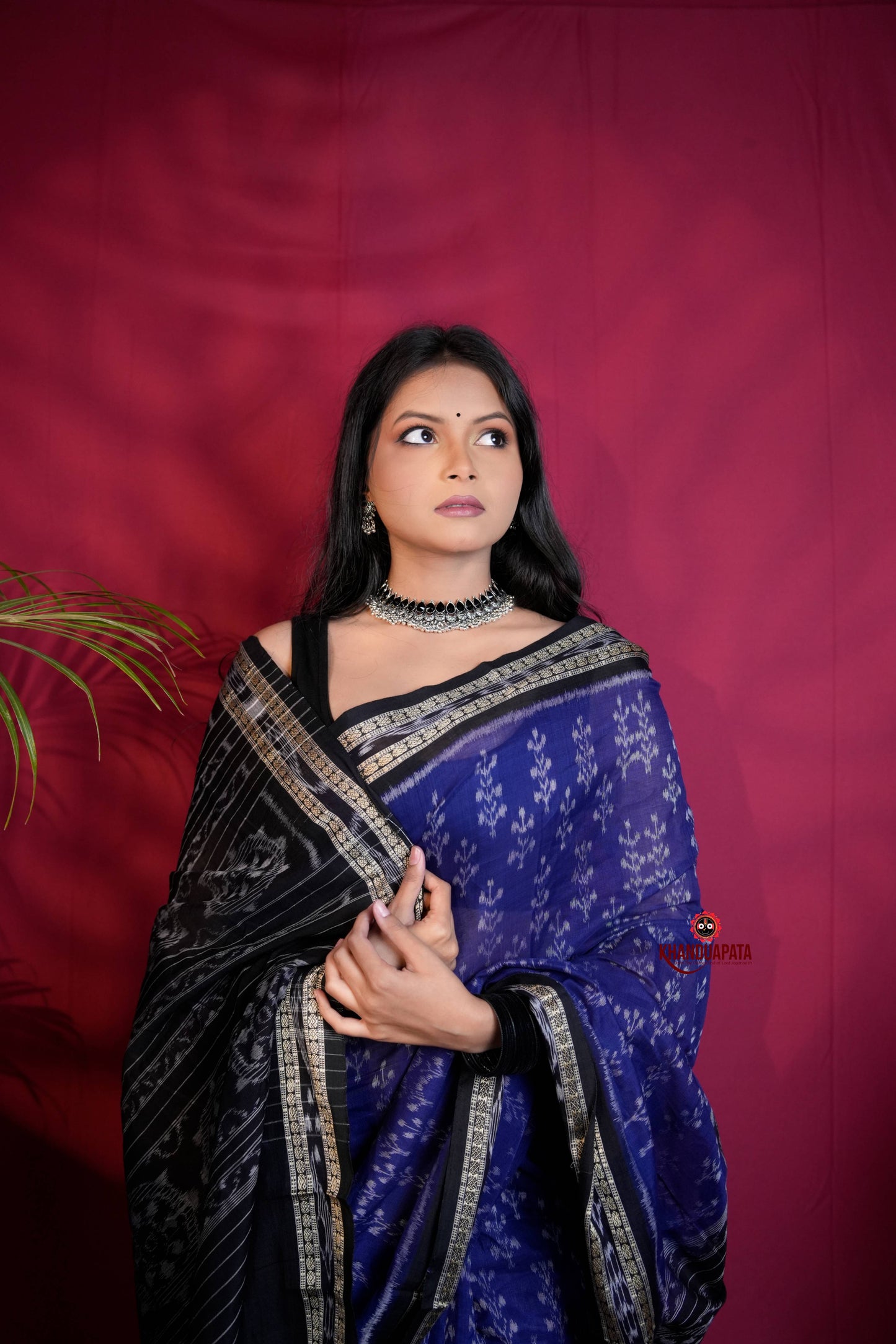 Blue & Black Colour Body Design Cotton Saree For Women