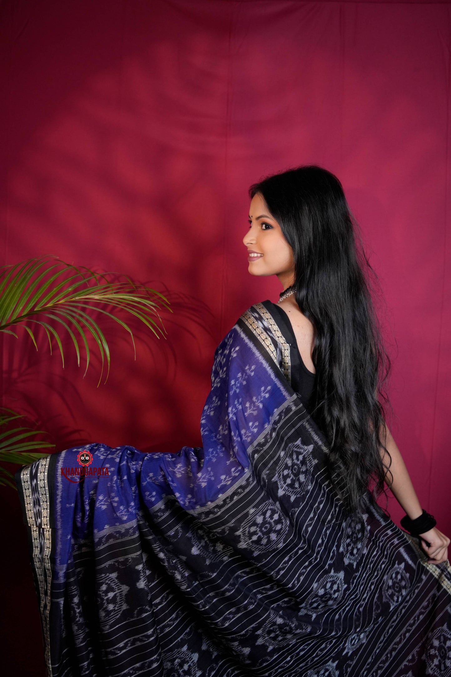 Blue & Black Colour Body Design Cotton Saree For Women