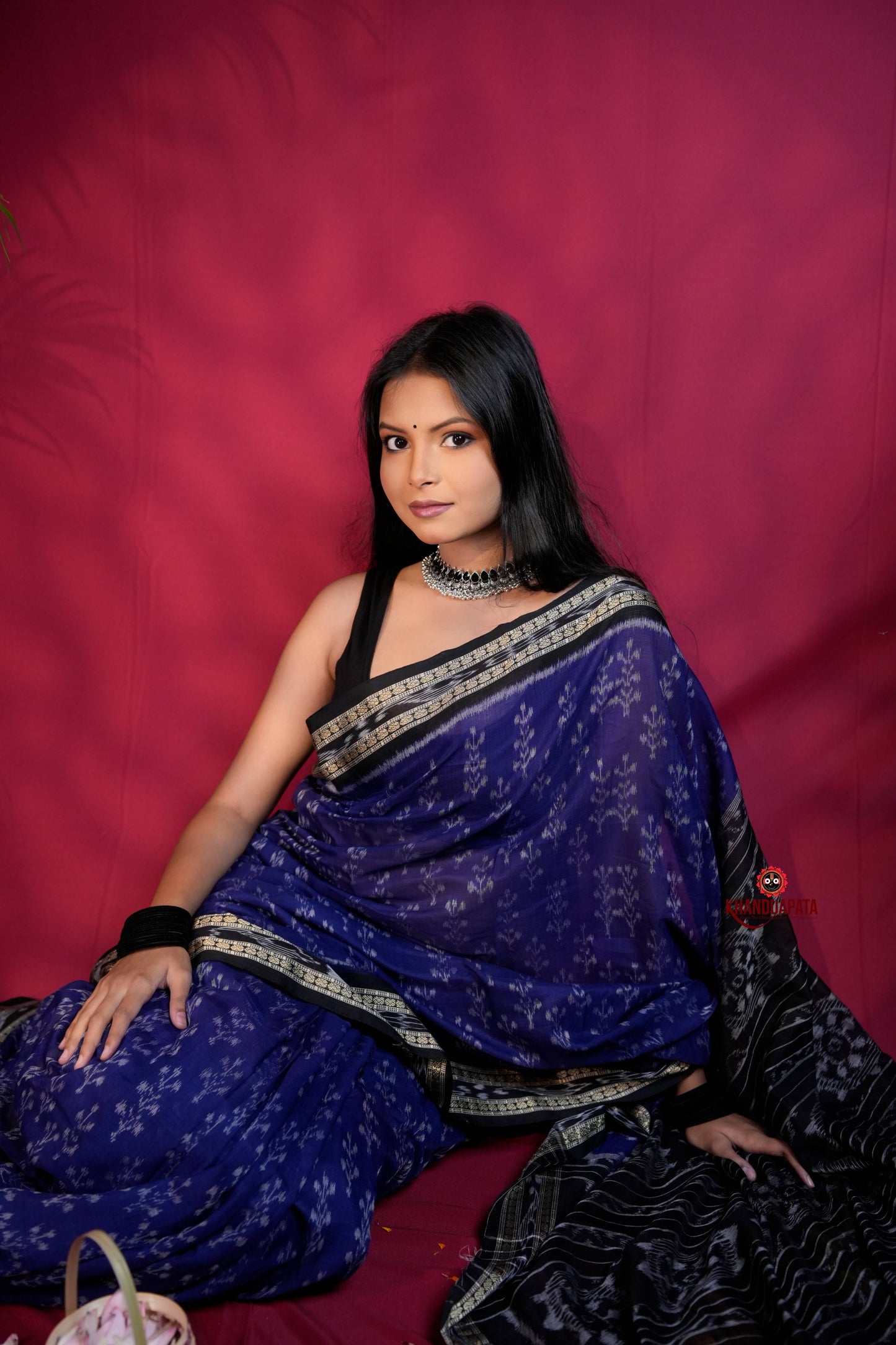 Blue & Black Colour Body Design Cotton Saree For Women