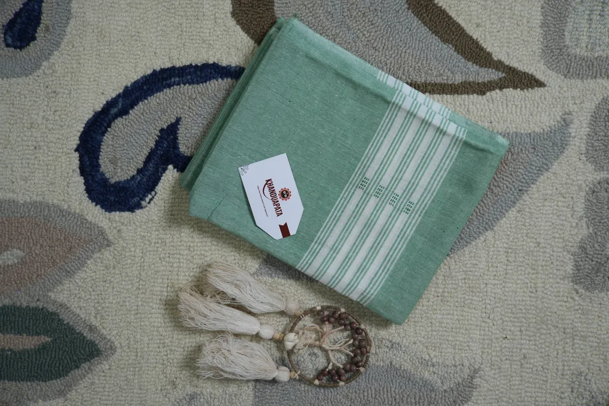 Green & Blue Small Box Unstitched Cotton Suit For Women