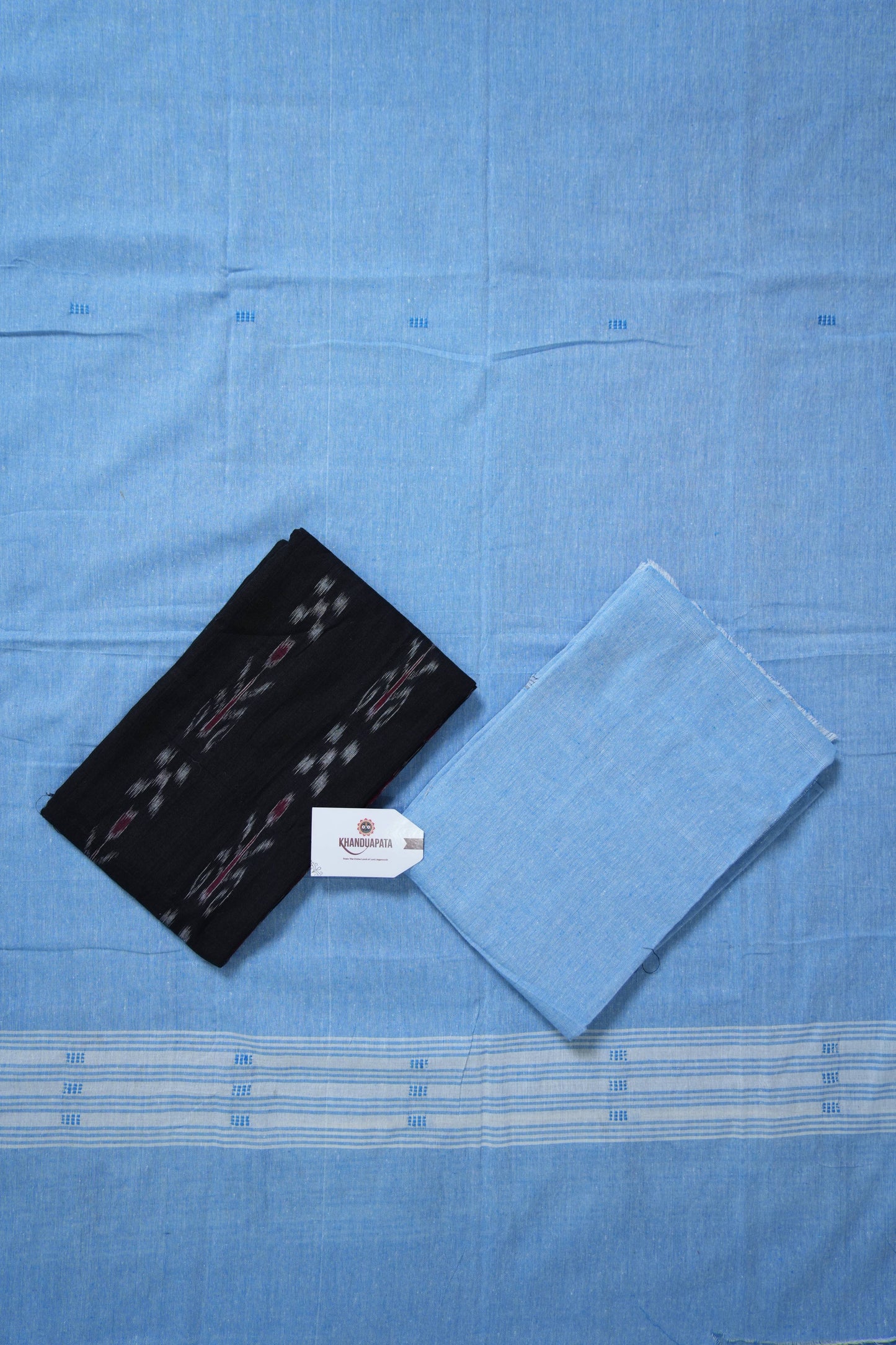 Black & Blue Pasapali Small Tree Design Unstitched Cotton Suit For Women