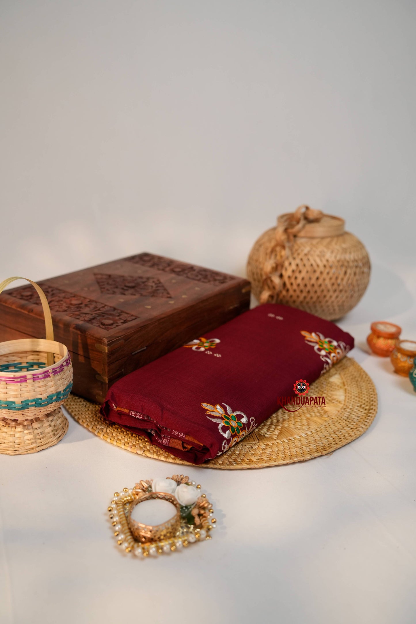 maroon Colour Flower Design Cotton Saree For Women