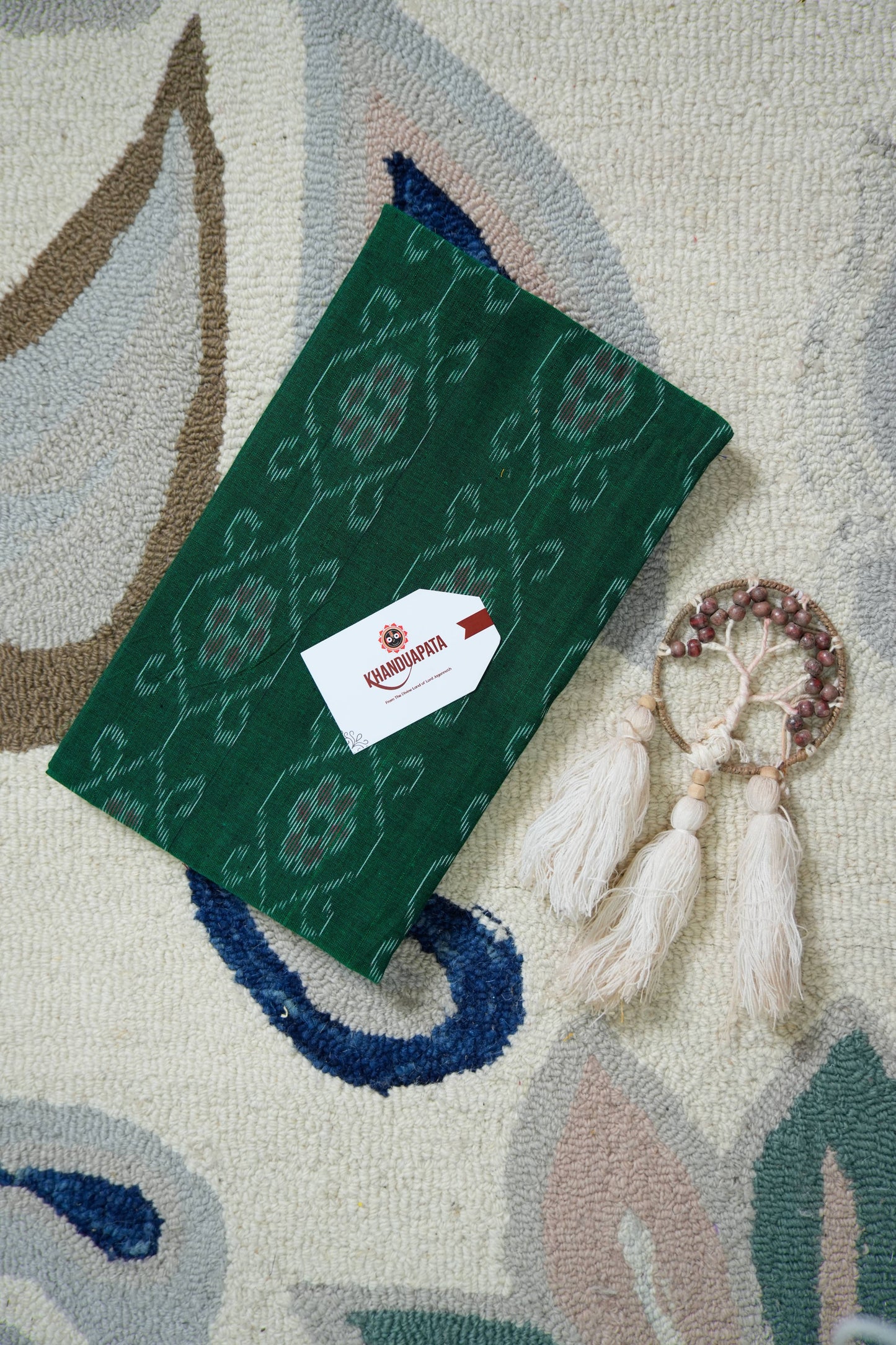 Green & Mustard Box Design Unstitched Cotton Suit For Women