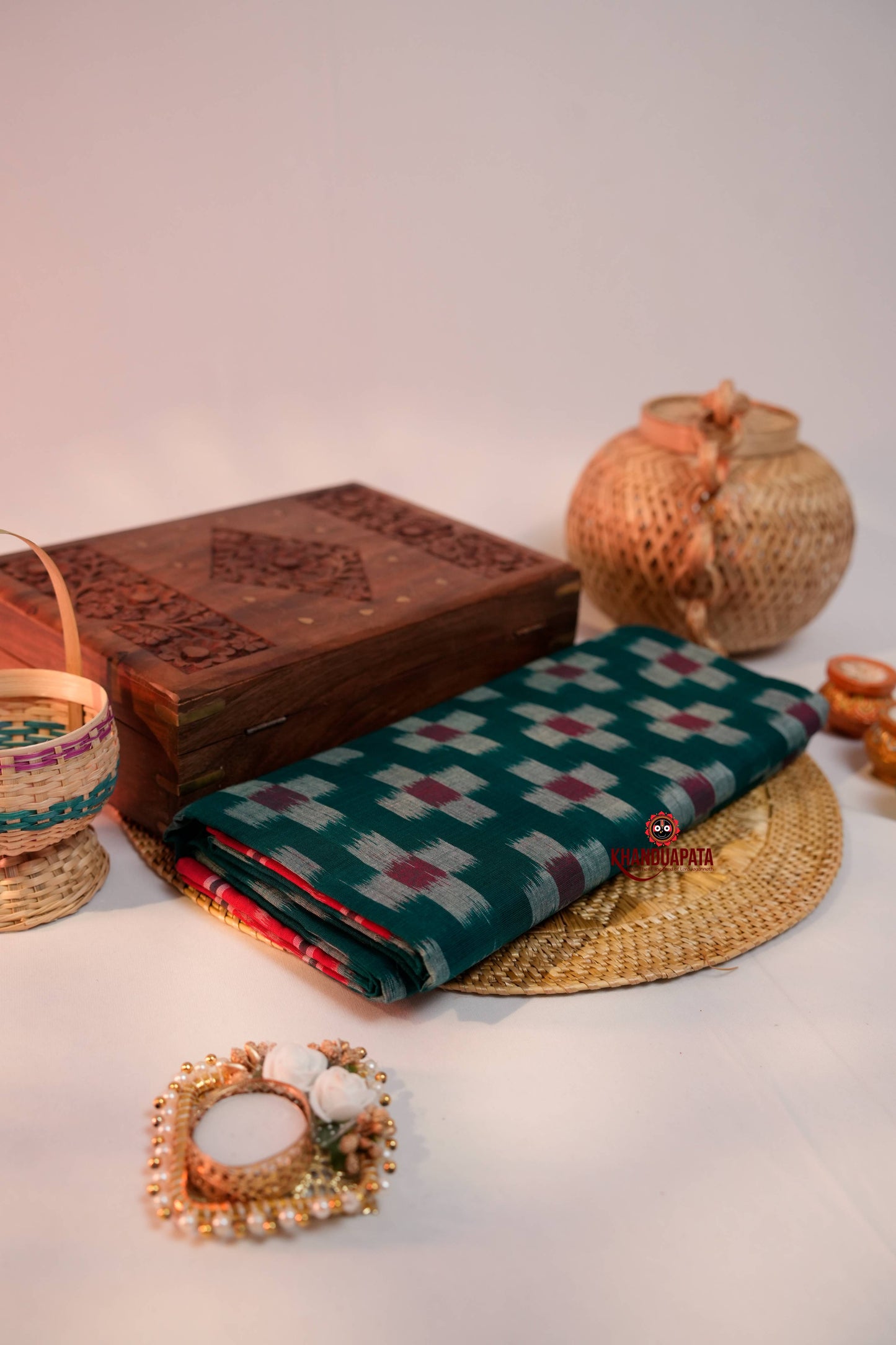 Green & Maroon Colour Plus Design Cotton Saree For Women