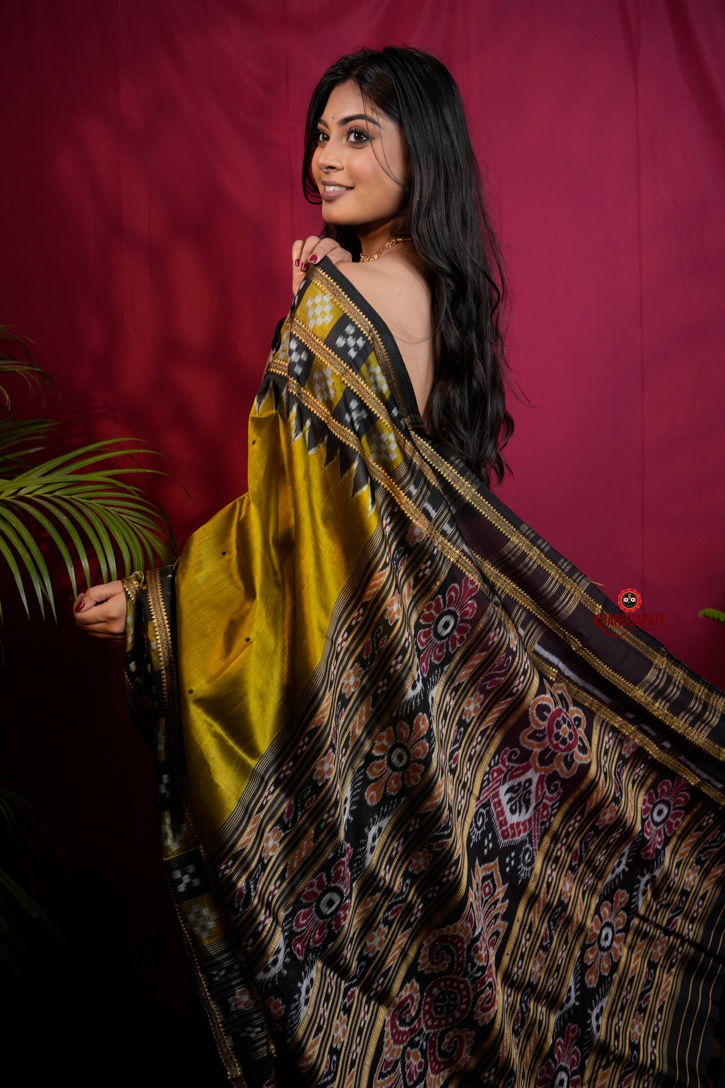 Mustard Yellow Colour Double Border Dot Design Silk Saree For Women