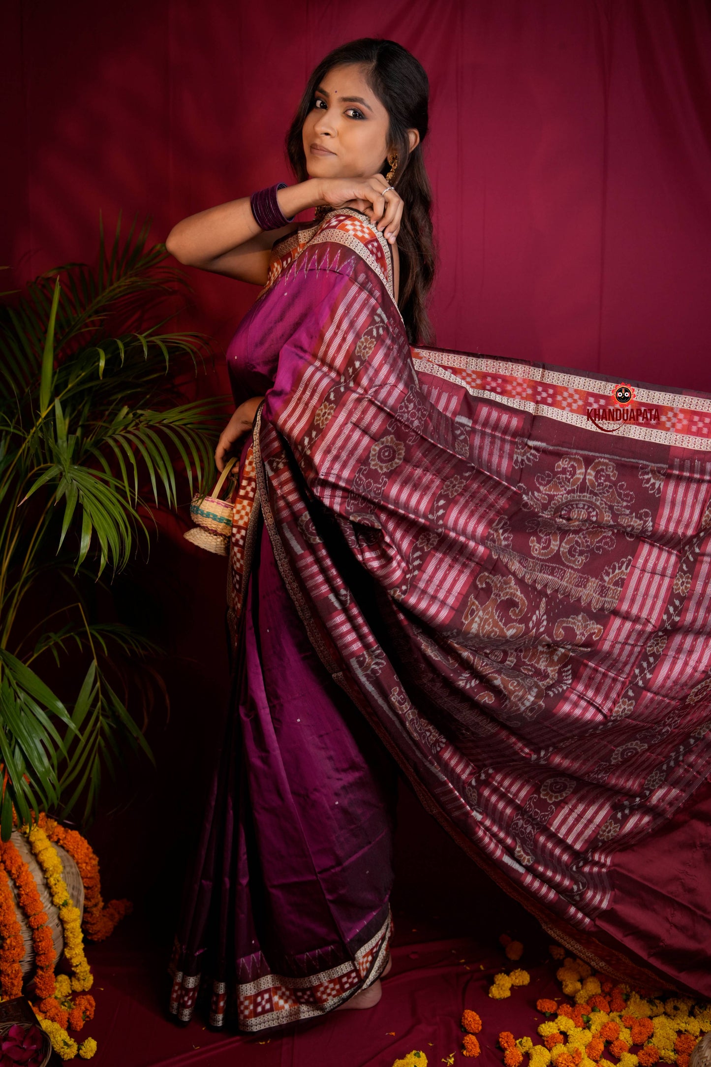 Magenta Colour Dot Design Silk Saree For Women