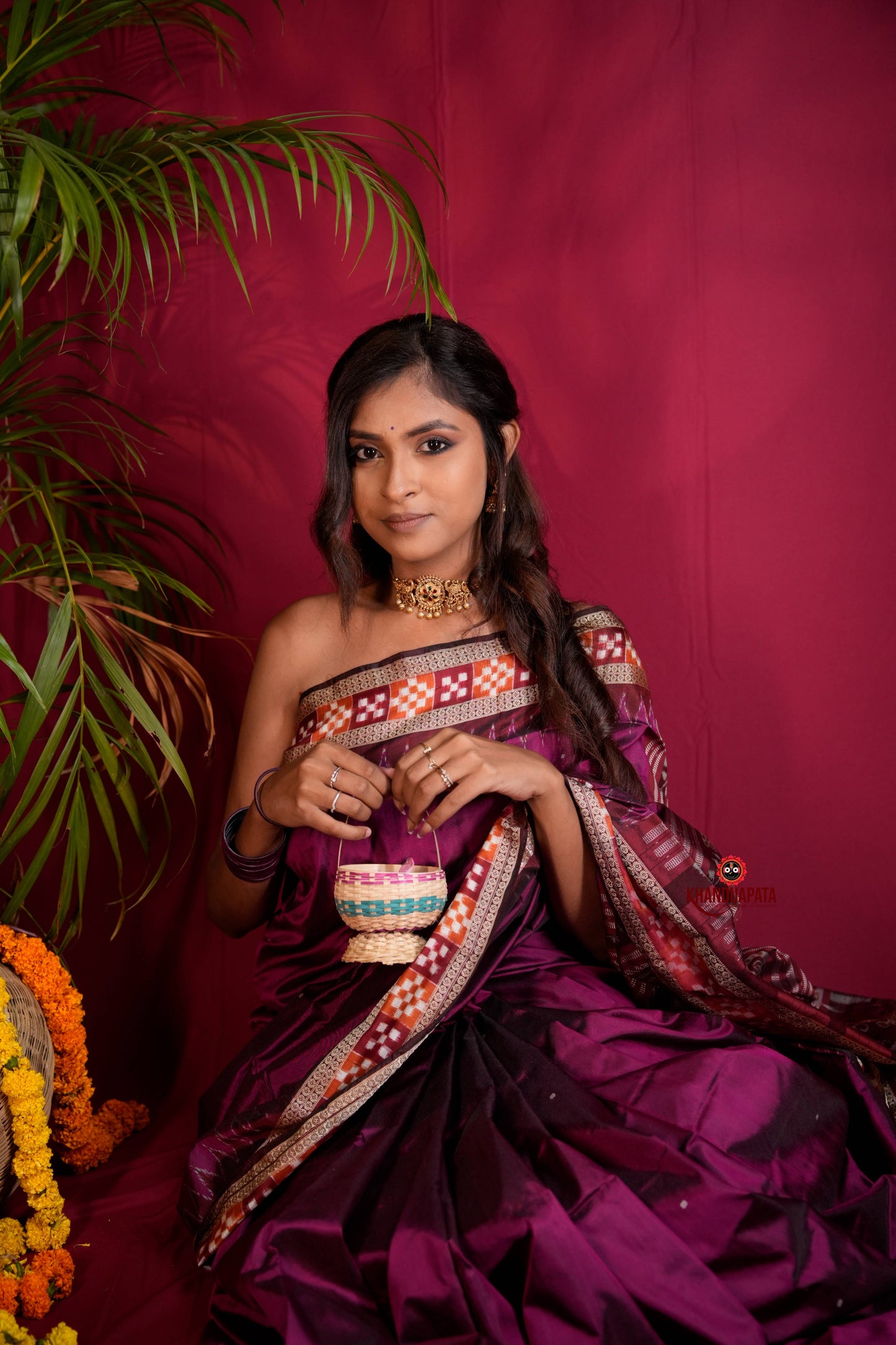 Magenta Colour Dot Design Silk Saree For Women