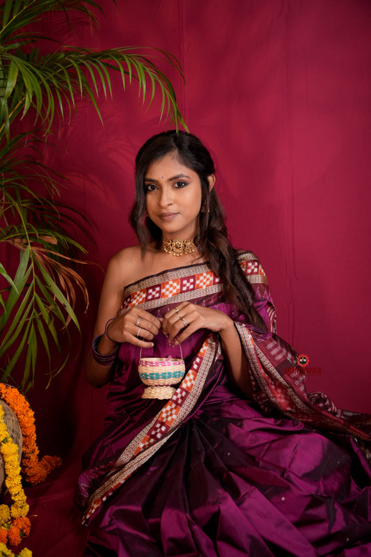 Magenta Colour Dot Design Silk Saree For Women