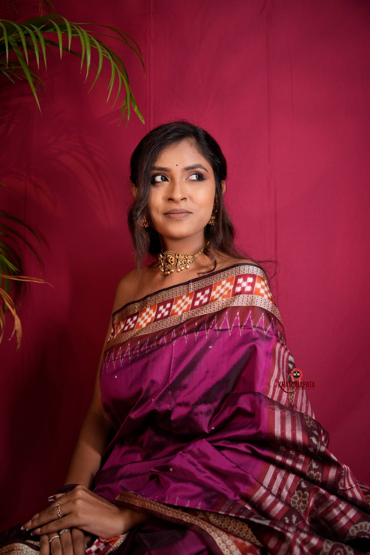 Magenta Colour Dot Design Silk Saree For Women