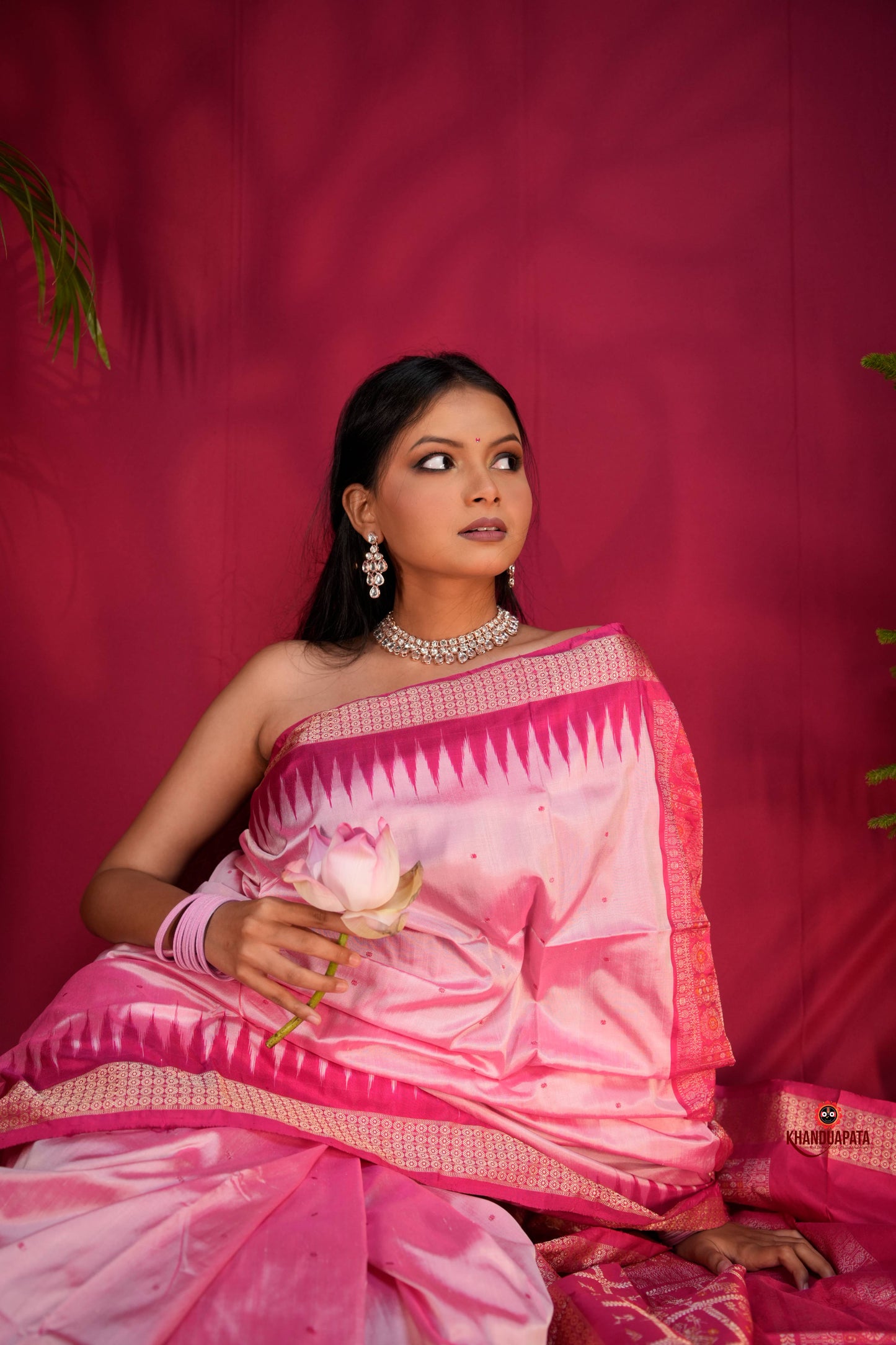 Pink Colour Dot Design Silk Saree For Women