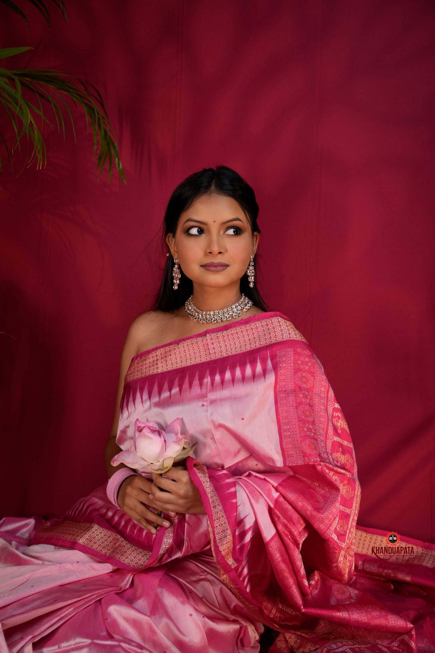 Pink Colour Dot Design Silk Saree For Women