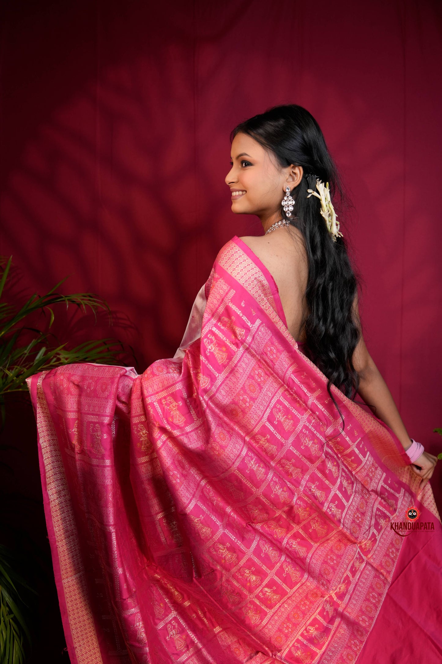 Pink Colour Dot Design Silk Saree For Women