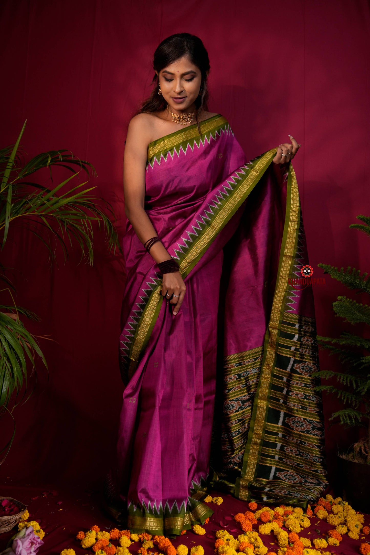 Black & Purple Colour Dot Design Silk Saree For Women