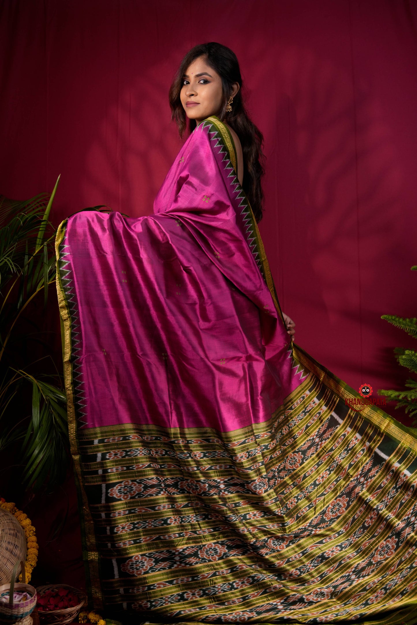 Black & Purple Colour Dot Design Silk Saree For Women