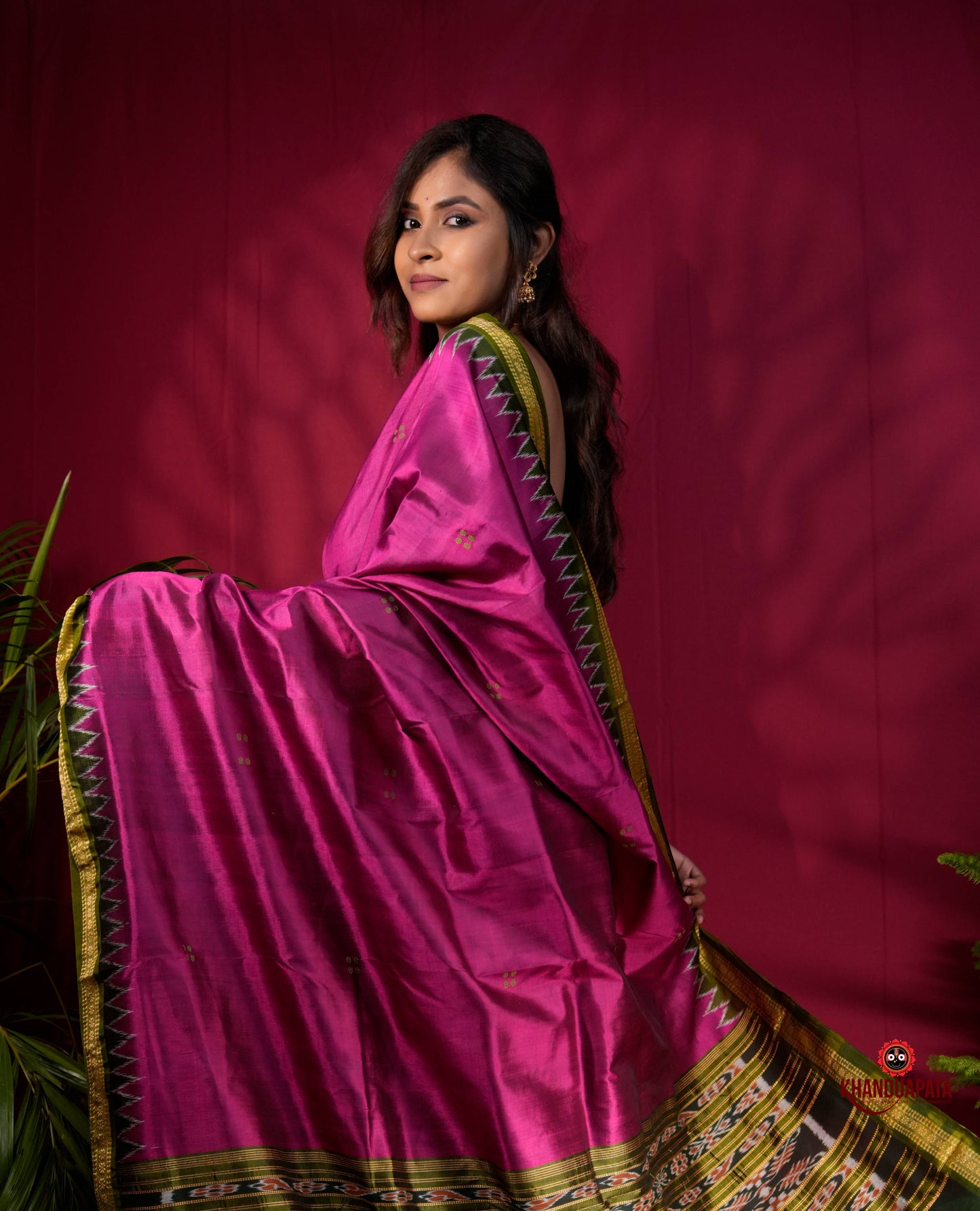 Black & Purple Colour Dot Design Silk Saree For Women
