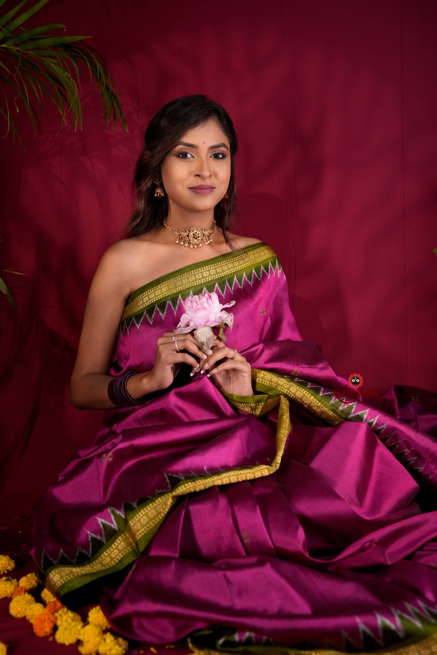 Black & Purple Colour Dot Design Silk Saree For Women