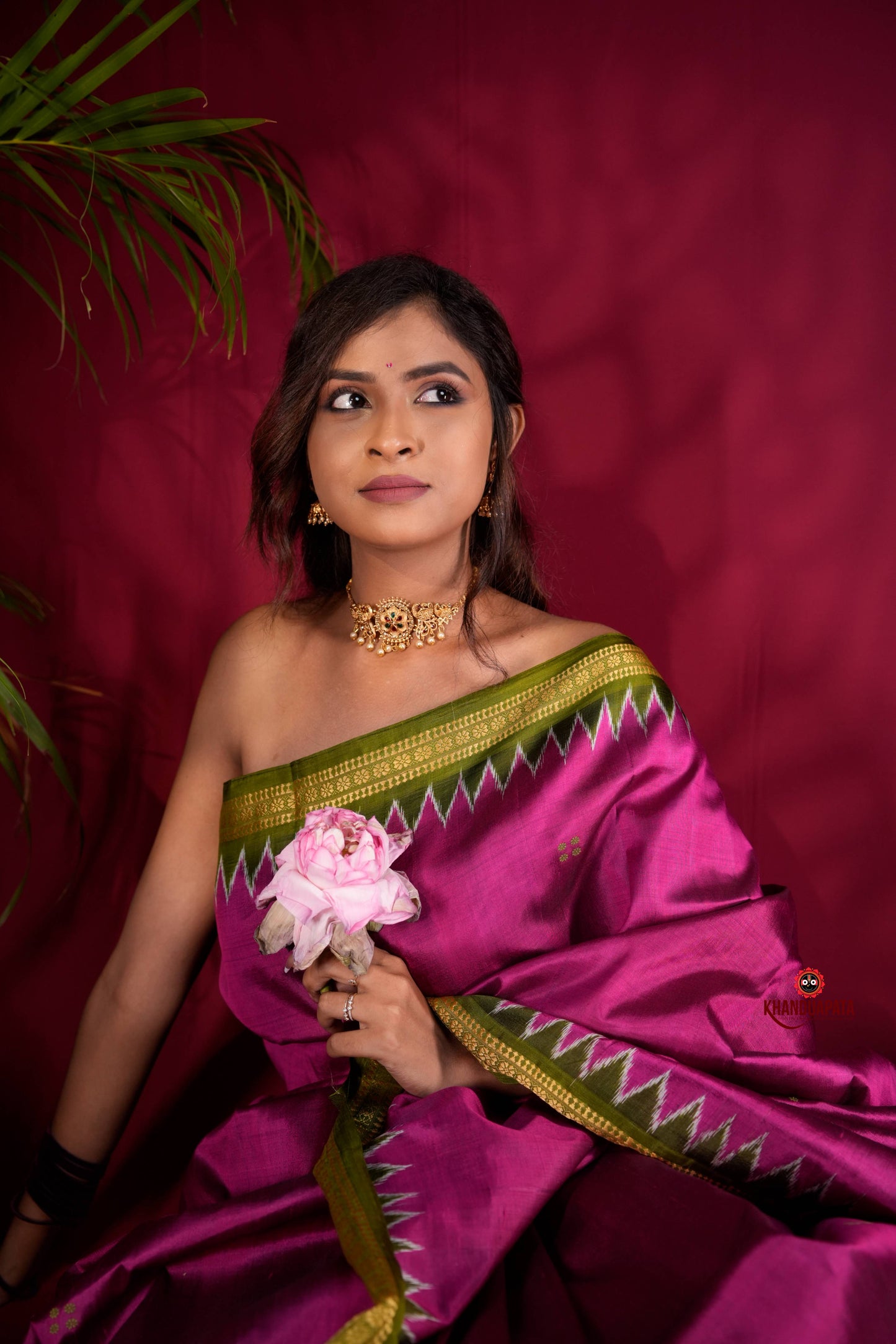 Black & Purple Colour Dot Design Silk Saree For Women