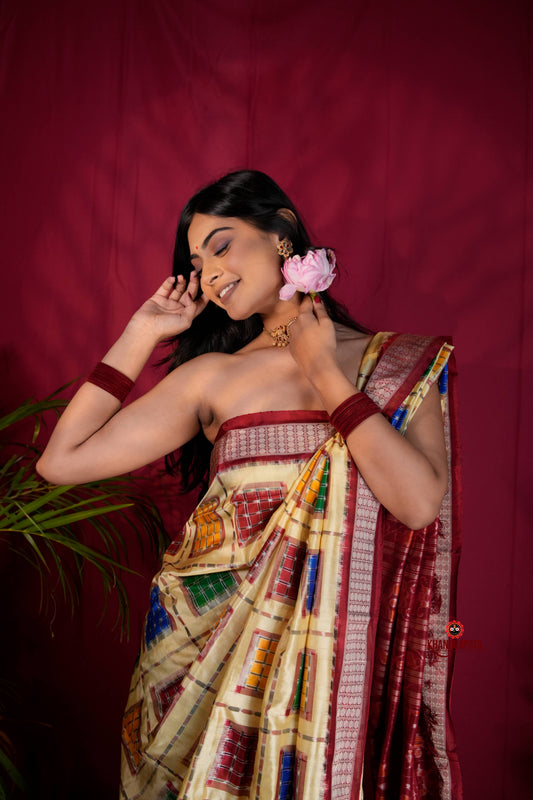 Multicolored Geometric & Abstract Design Silk Saree For Women