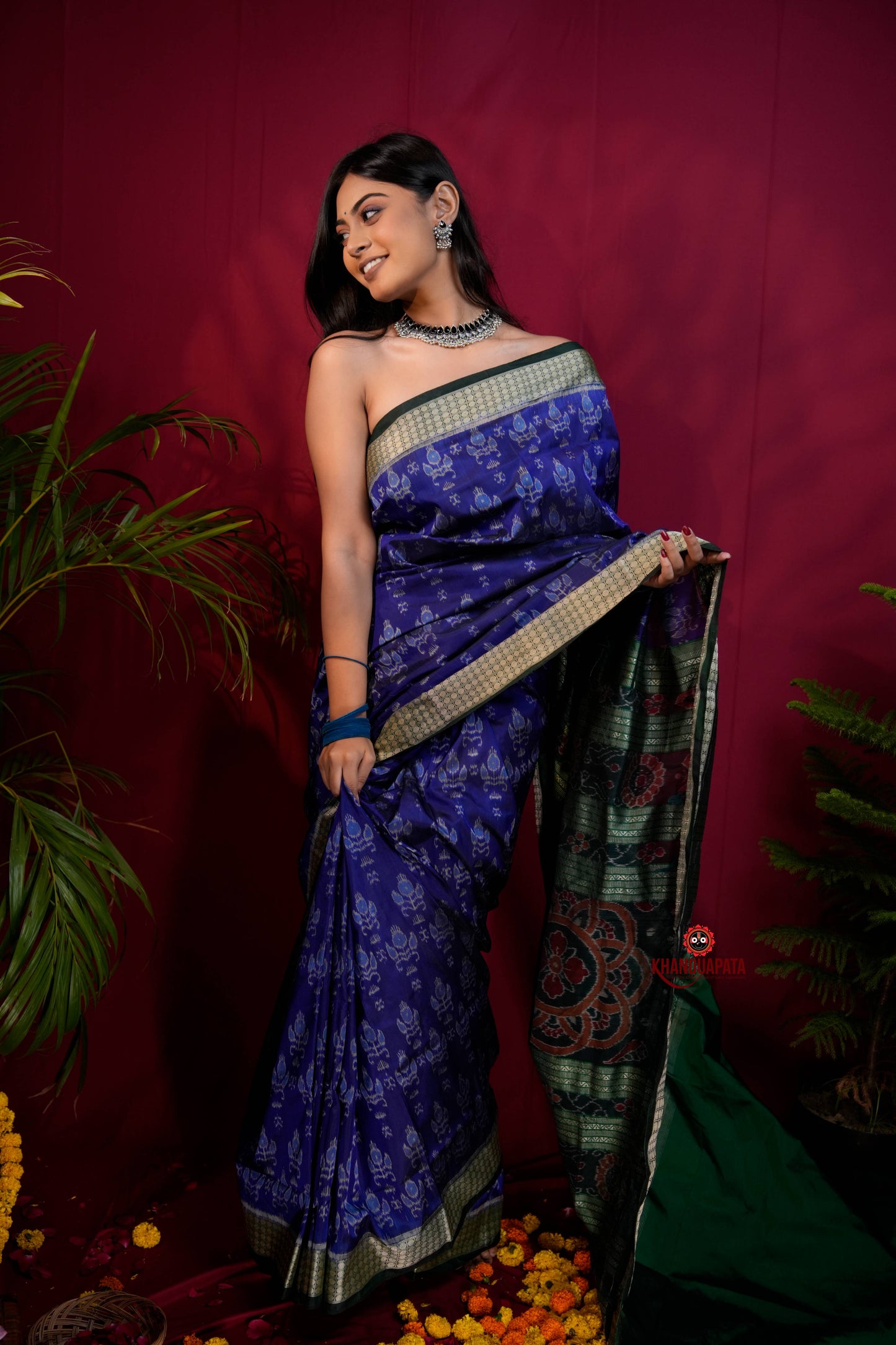 Black & Blue Colour Body Design Silk Saree For Women