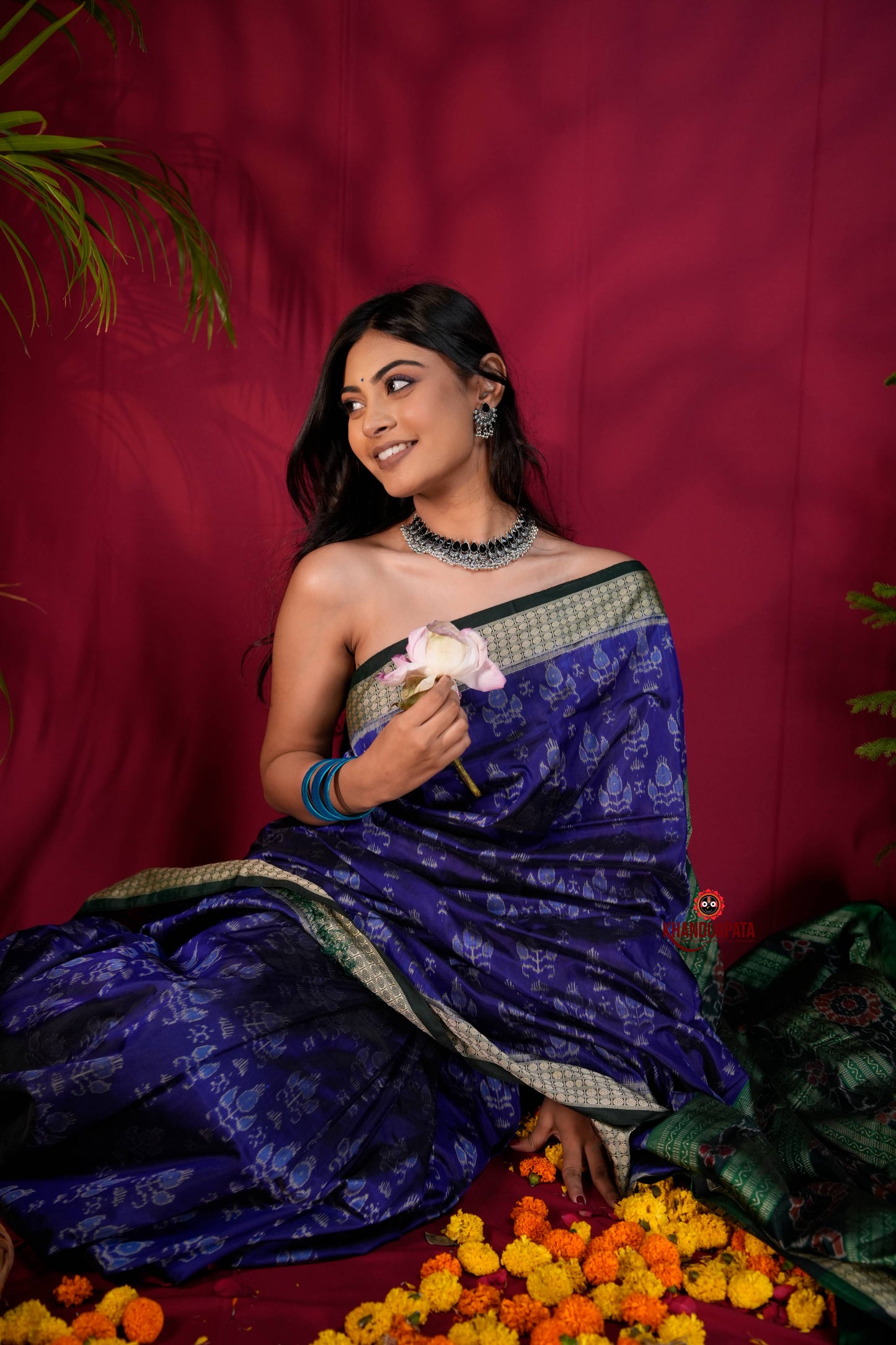 Black & Blue Colour Body Design Silk Saree For Women