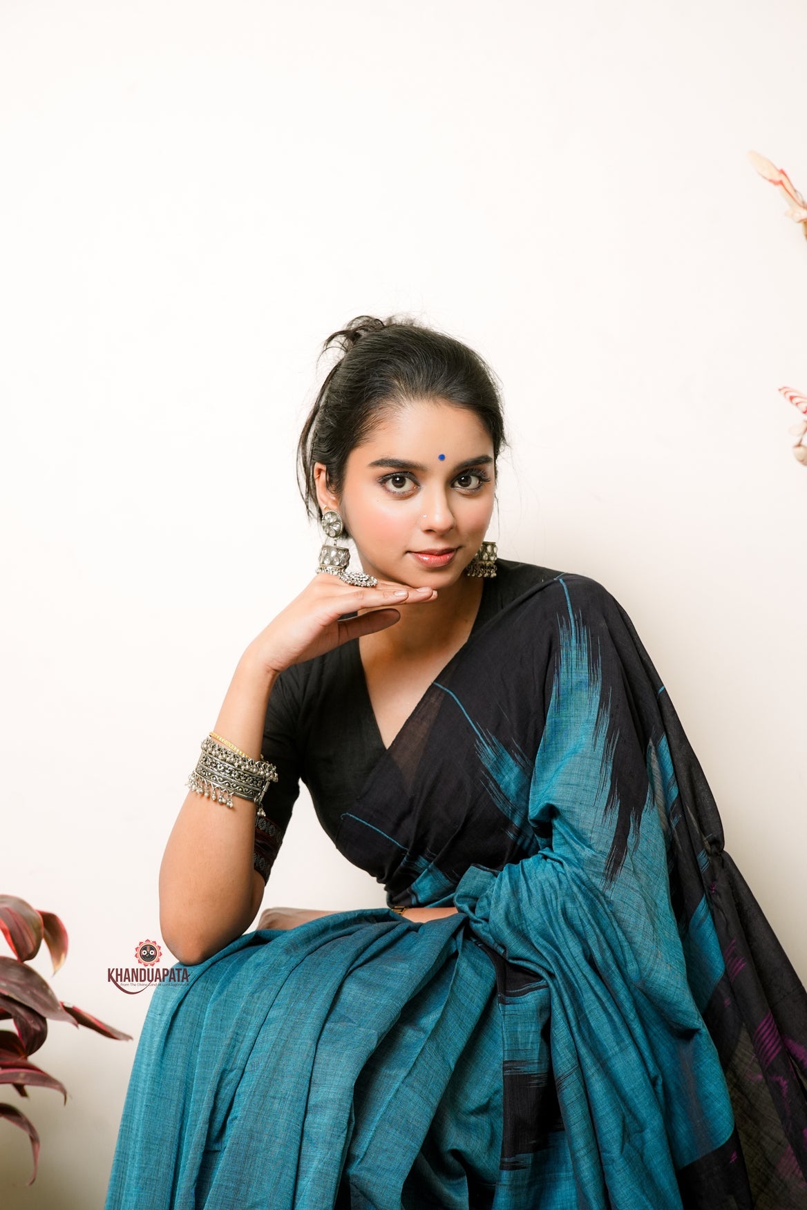 Teal Tide Plain Cotton Saree For Women