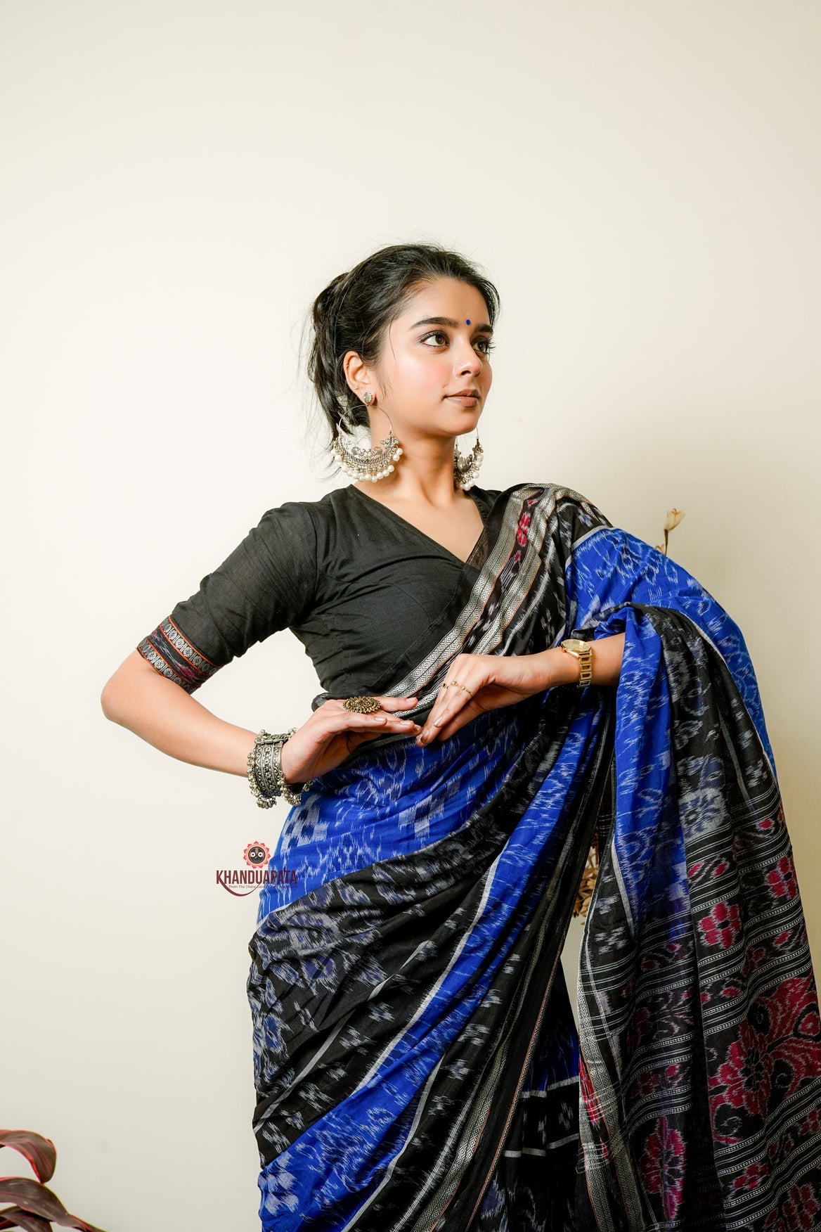 Black & Copper Sulphate Special Design Cotton Saree For Women