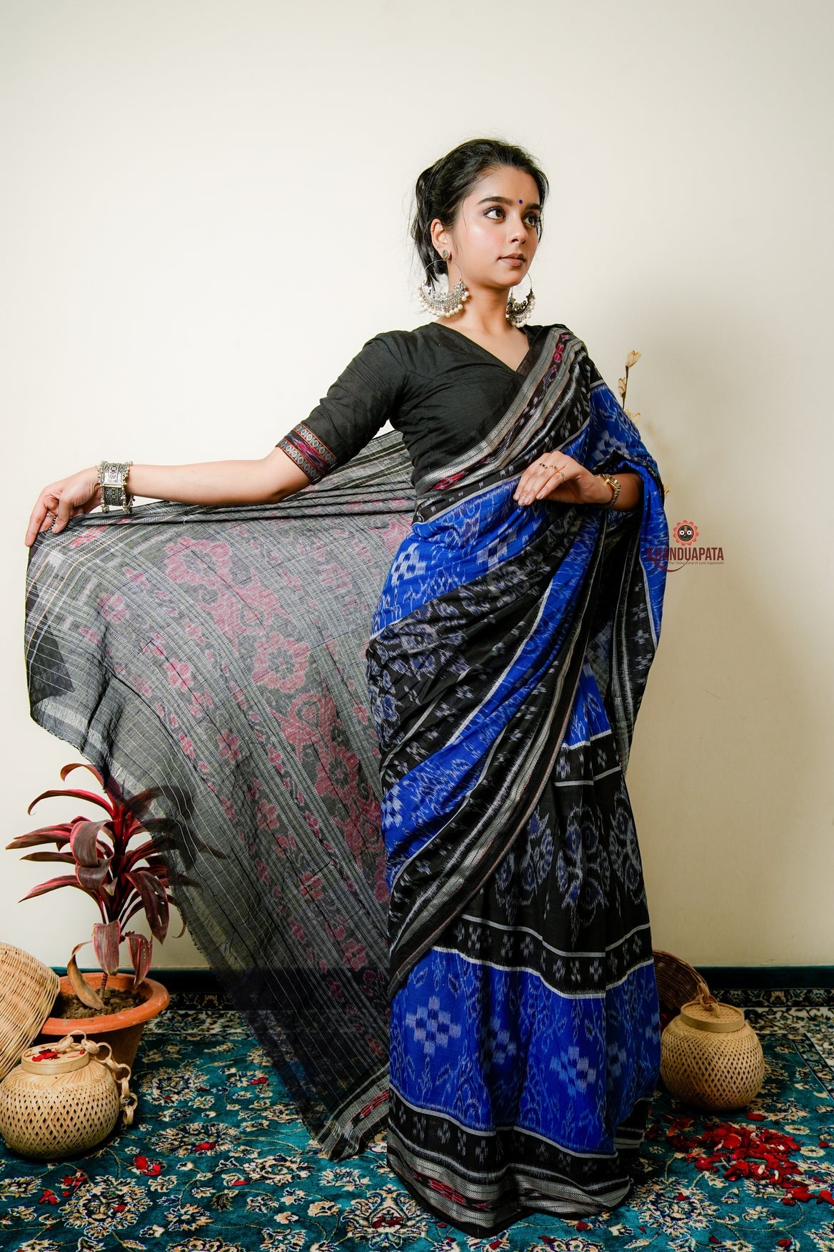 Black & Copper Sulphate Special Design Cotton Saree For Women