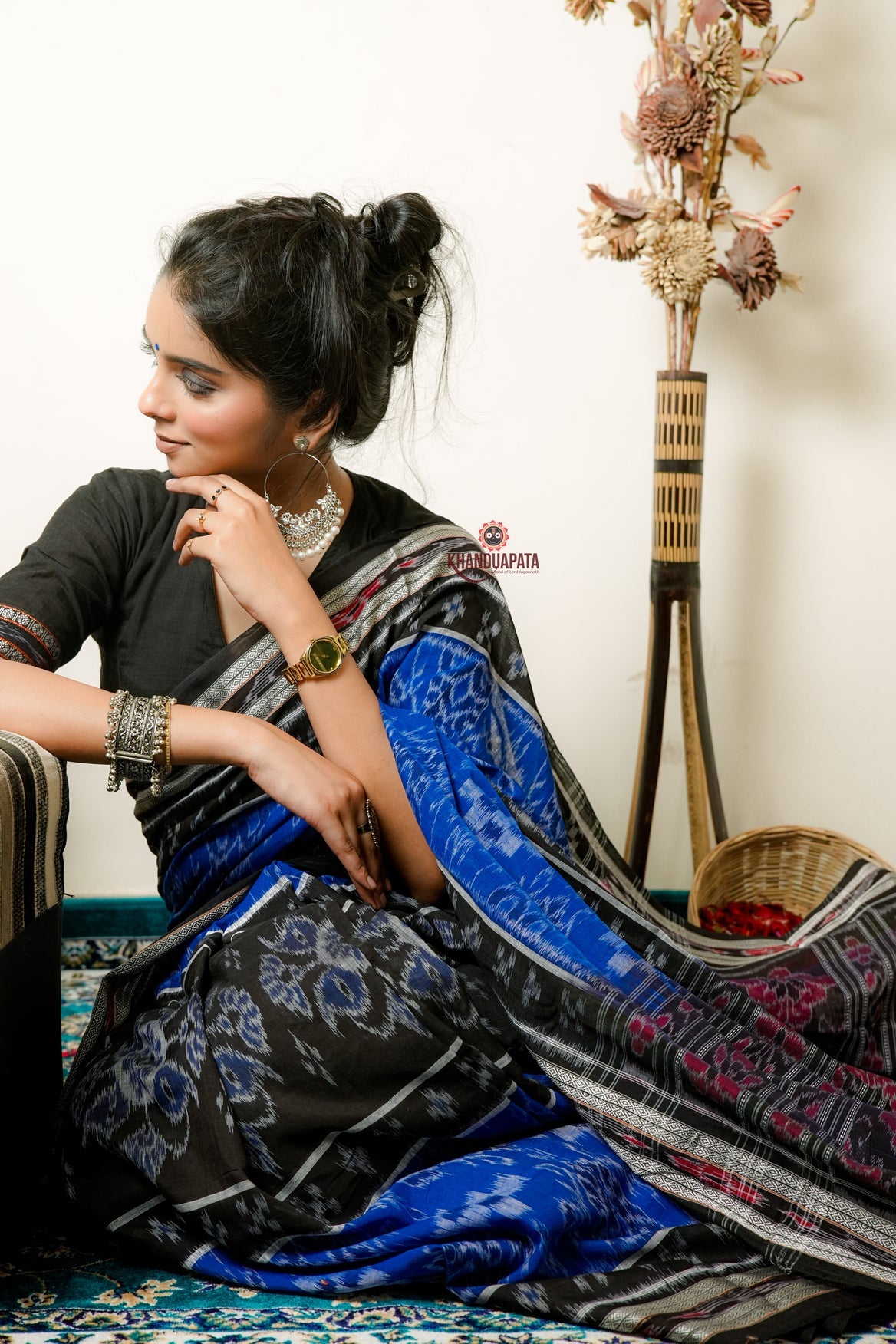 Black & Copper Sulphate Special Design Cotton Saree For Women