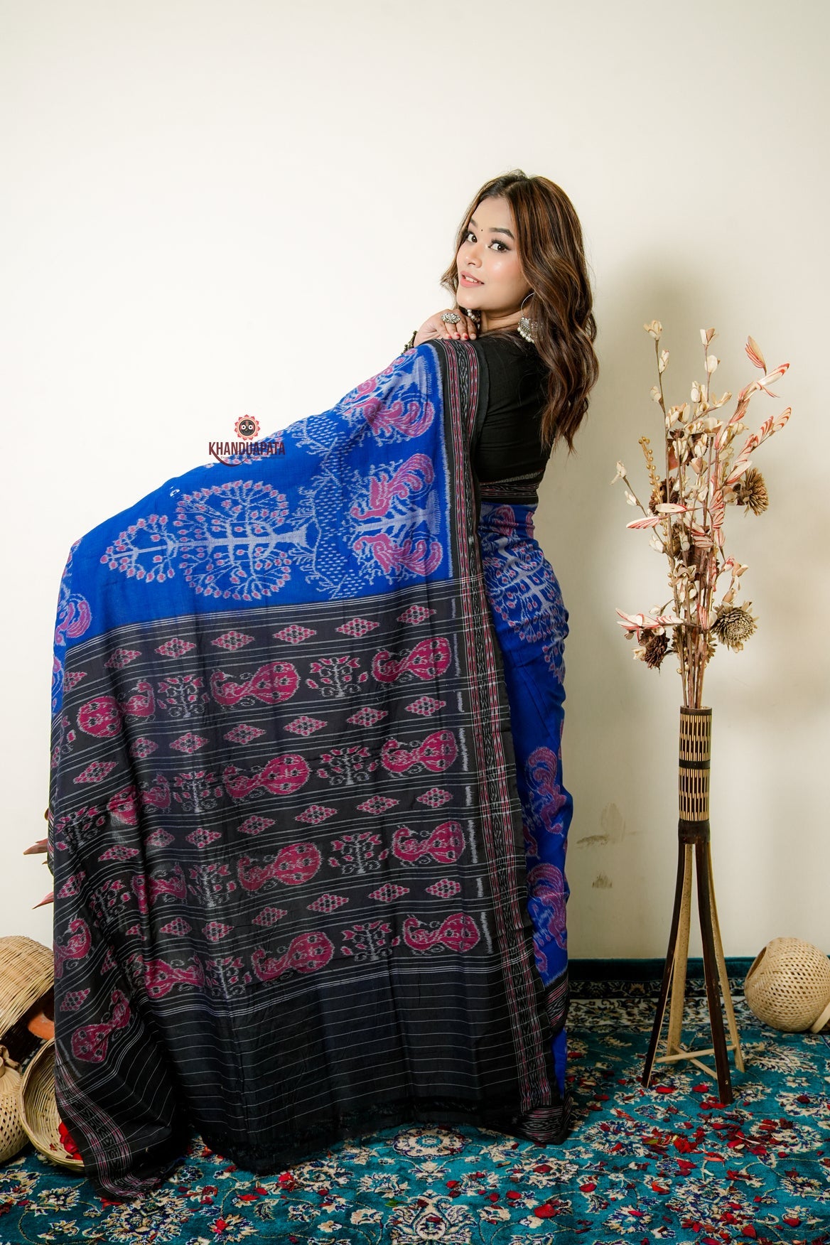 Multicolor Tree Design Cotton Saree For Women