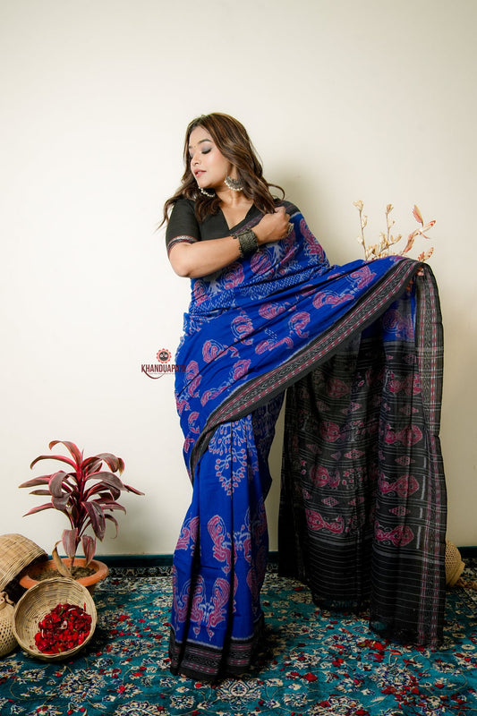 Multicolor Tree Design Cotton Saree For Women