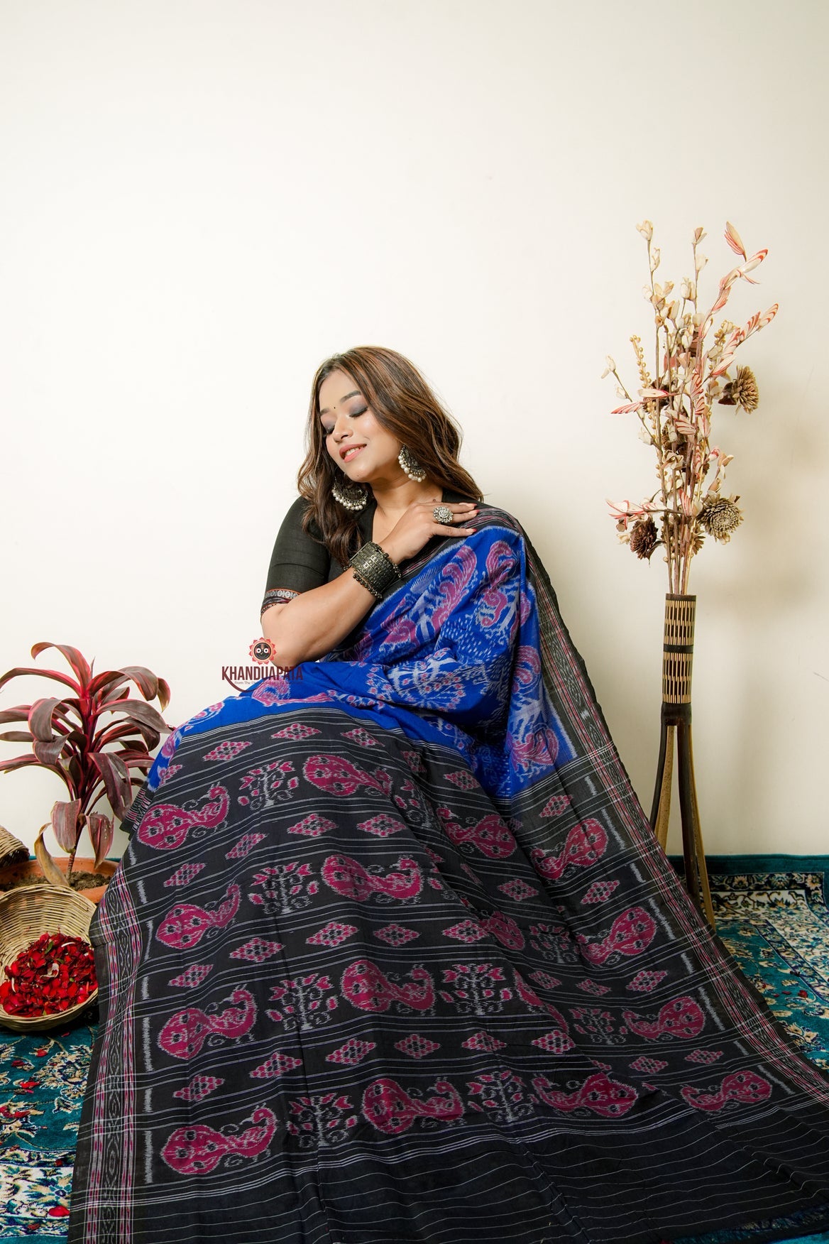 Multicolor Tree Design Cotton Saree For Women
