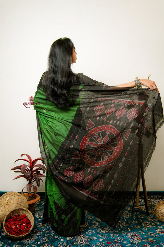 Meadow Green Plain Cotton Saree For Women