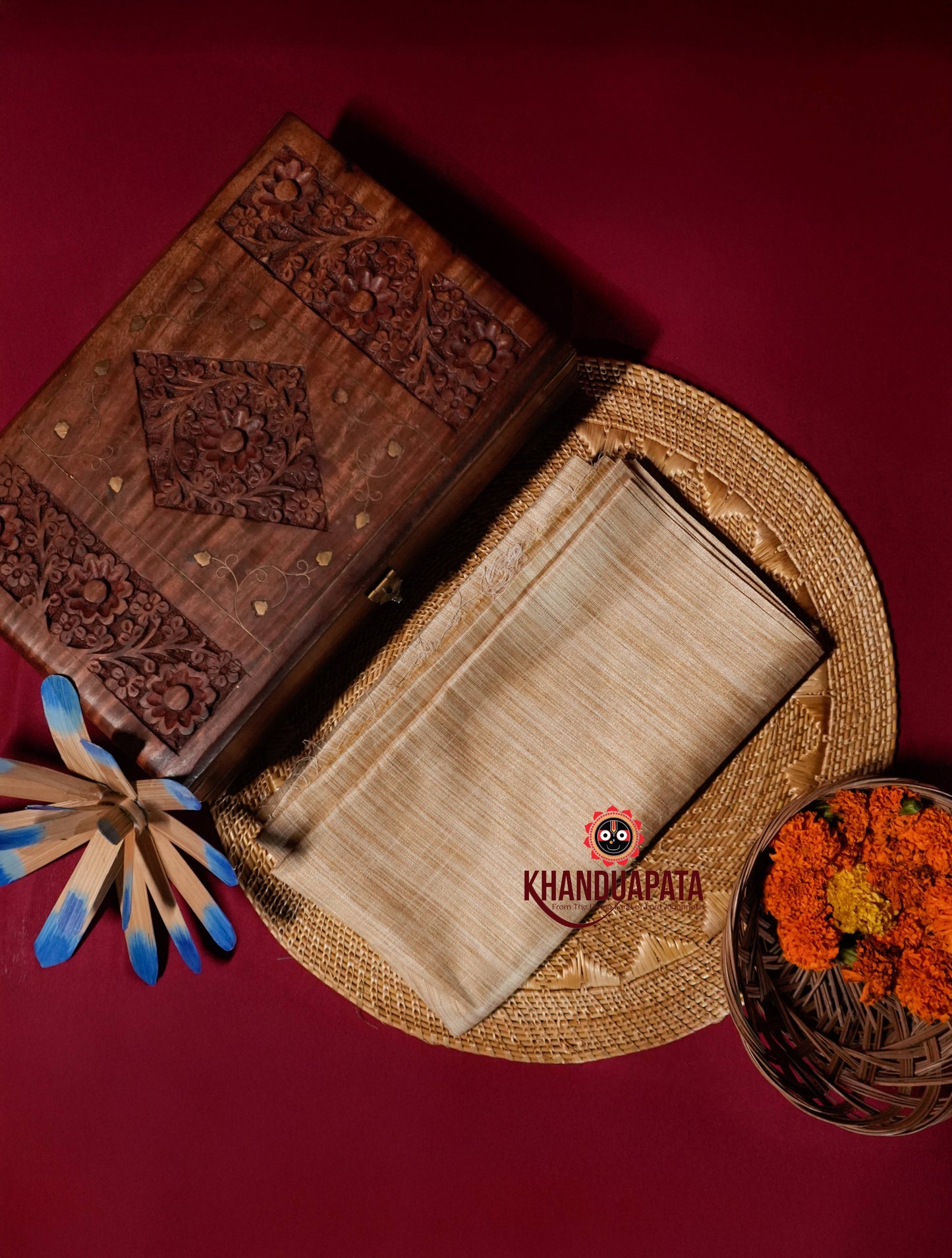 Beige & Maroon Colour Unstitched Khadi Cotton Suit For Women