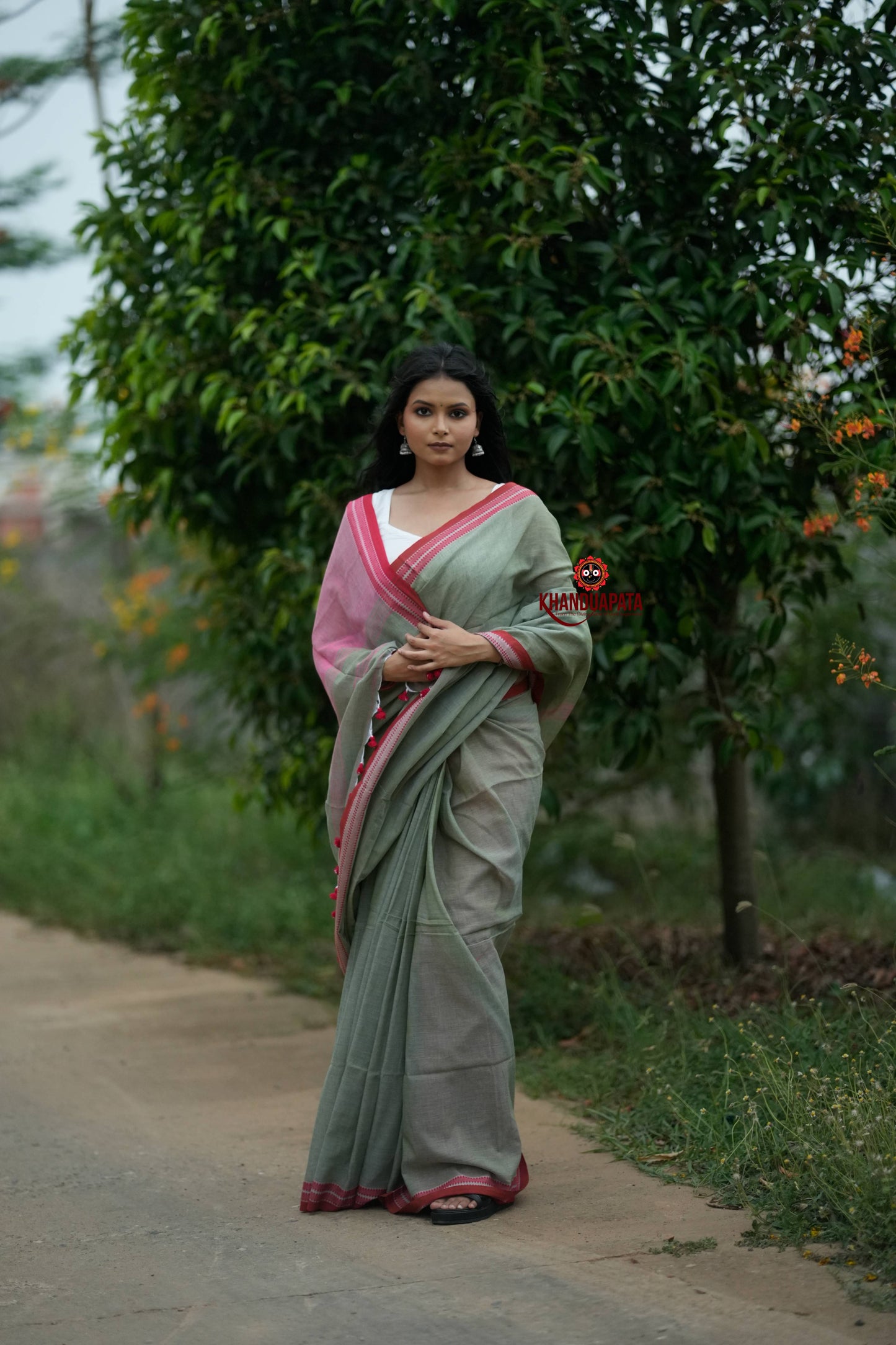 Grey and Blush Colour Cotton Saree For Women